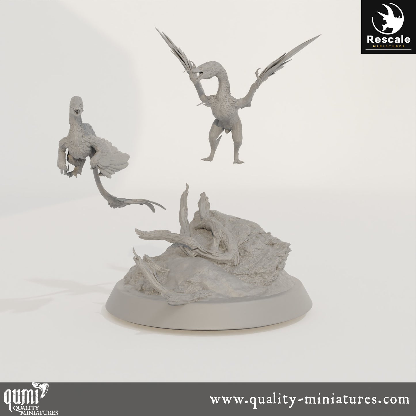 Microraptor Rock - Dinotopia - 32mm Tabletop RPG Mini - Qumi - Rescale Miniatures Quality Miniatures - Qumi