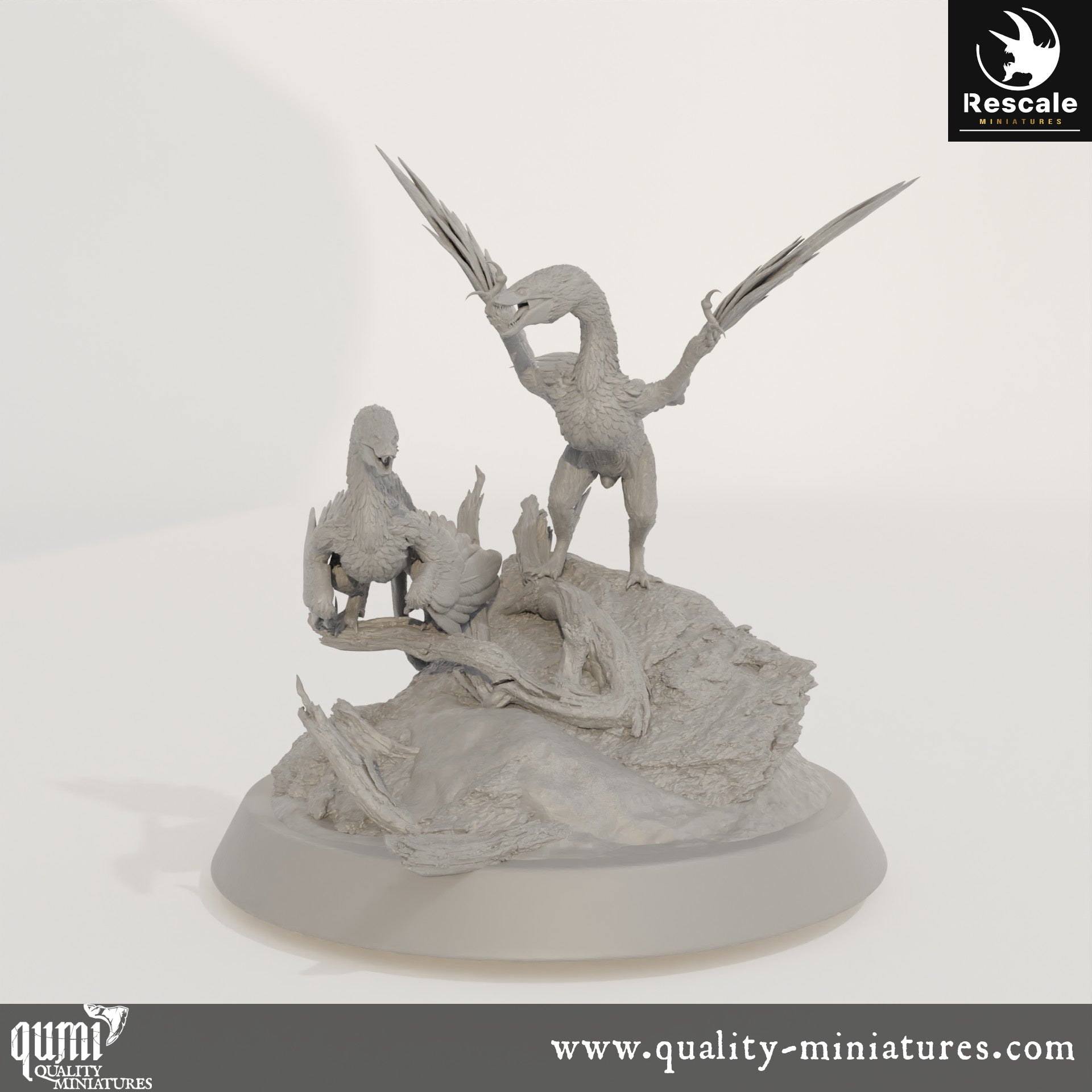 Microraptor Rock - Dinotopia - 32mm Tabletop RPG Mini - Qumi - Rescale Miniatures Quality Miniatures - Qumi