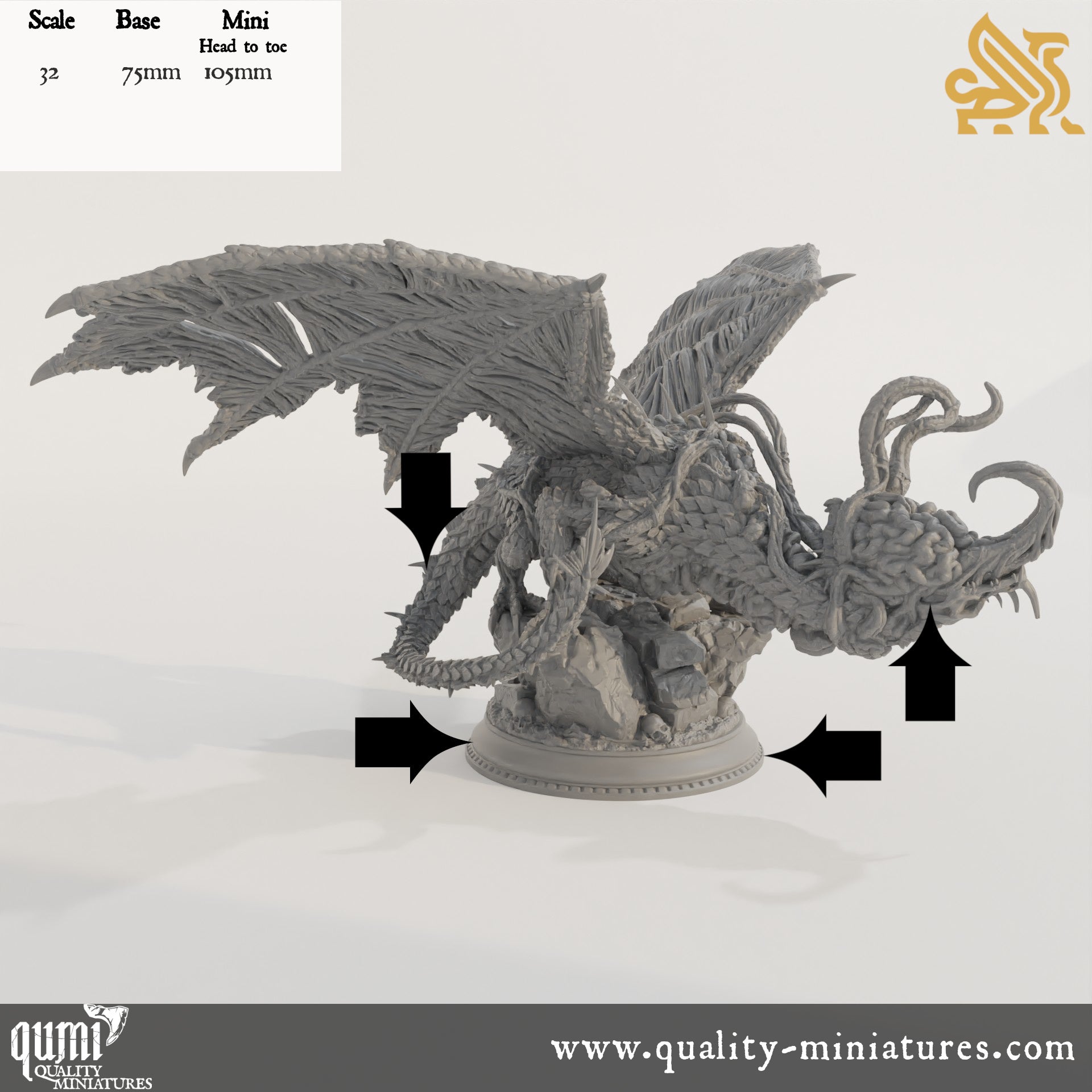 Midorius the Remade - Eldritch Flayer Dragon - 32mm Tabletop RPG Mini - Qumi - DM Stash Quality Miniatures - Qumi