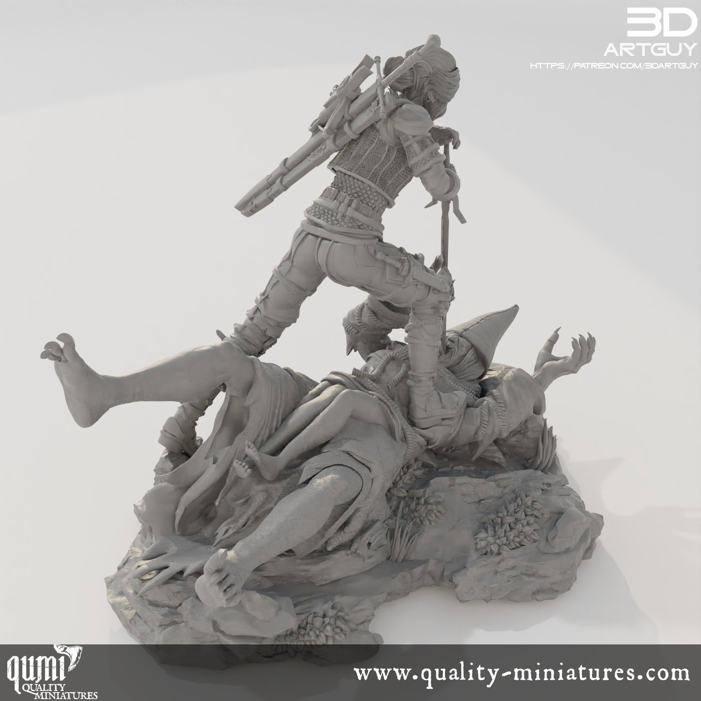 Monster Hunter Diorama - 32mm Tabletop RPG Mini - Qumi Quality Miniatures - Qumi