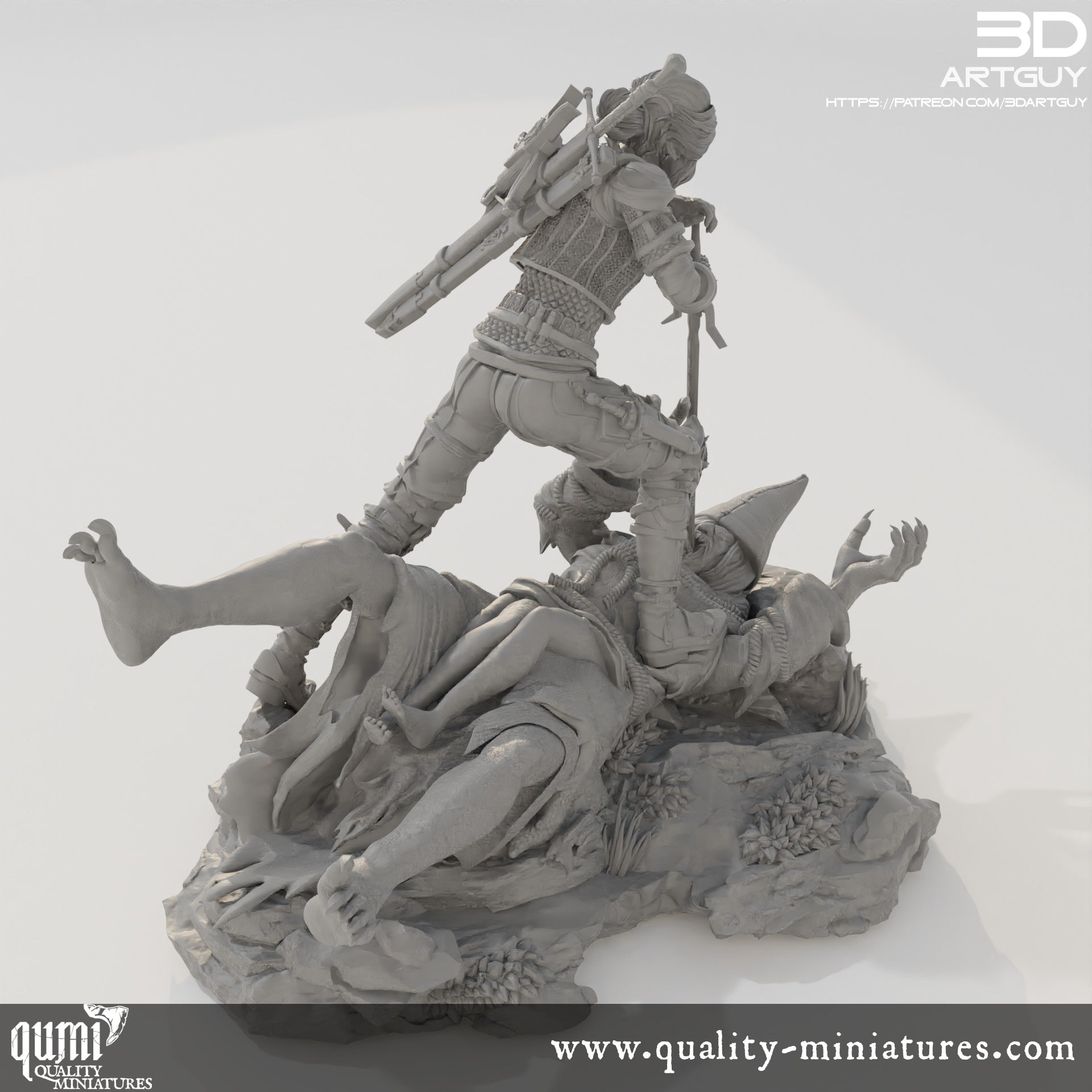 Monster Hunter Diorama - 32mm Tabletop RPG Mini - Qumi Quality Miniatures - Qumi