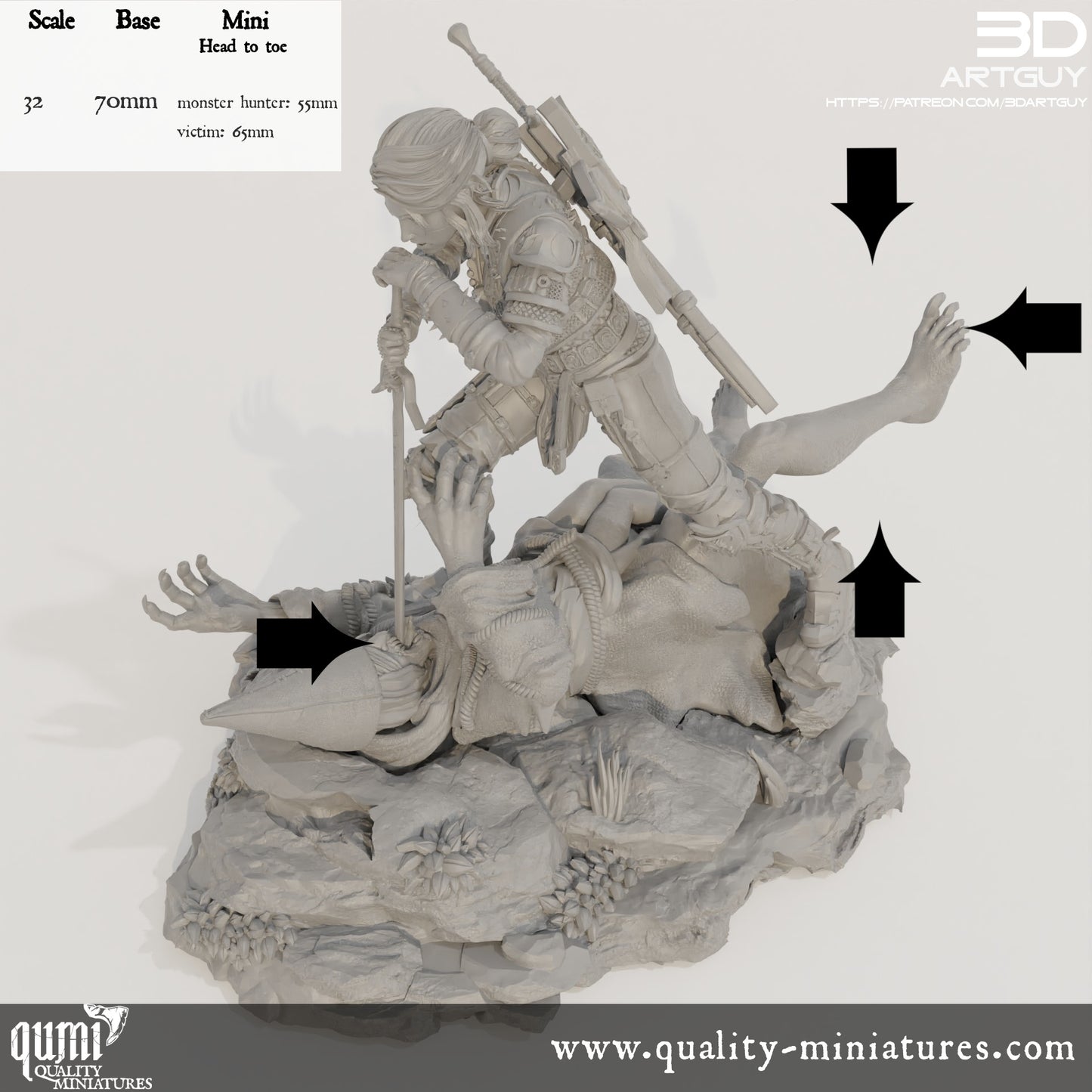 Monster Hunter Diorama - 32mm Tabletop RPG Mini - Qumi Quality Miniatures - Qumi