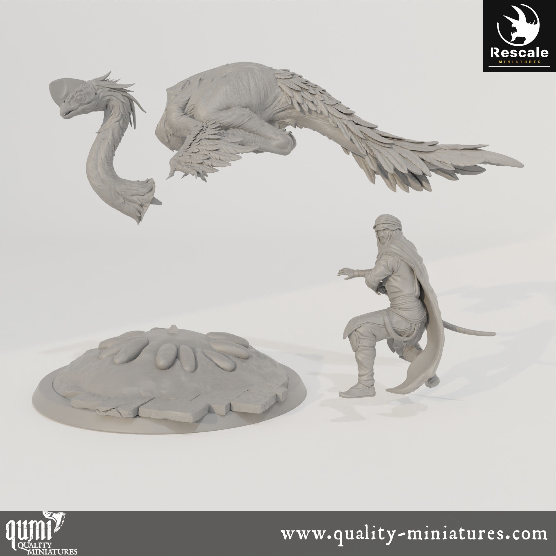 Oviraptor - Dinotopia - 32mm Tabletop RPG Mini - Qumi - Rescale Miniatures Quality Miniatures - Qumi