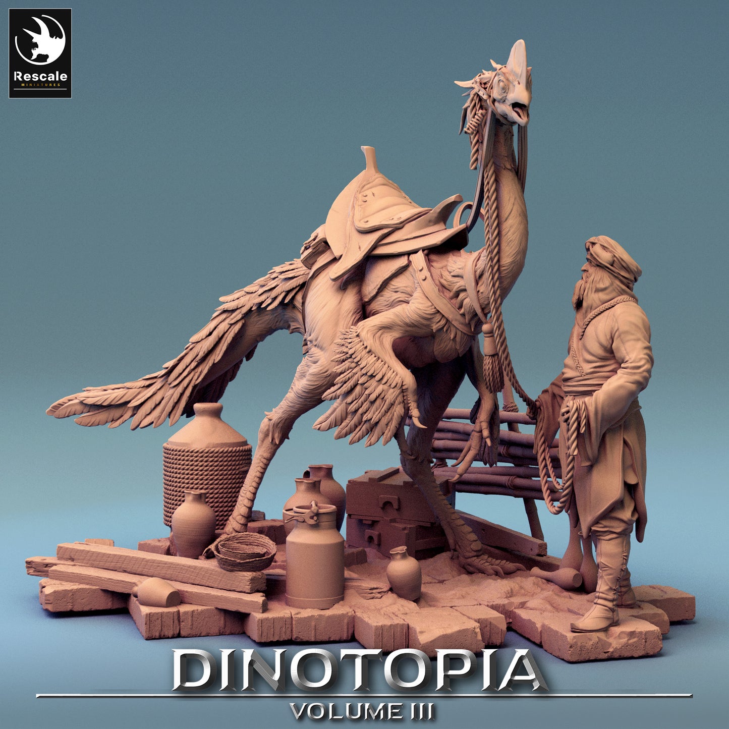 Pet Scene - Dinotopia - 32mm Tabletop RPG Mini - Qumi - Rescale Miniatures Quality Miniatures - Qumi