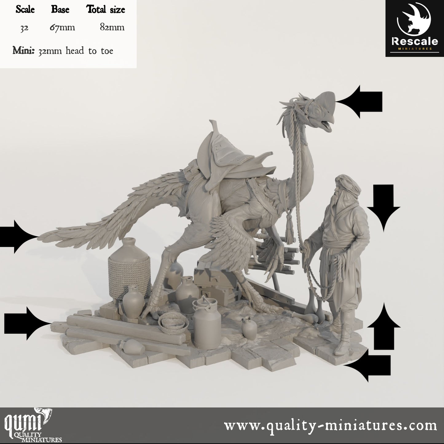 Pet Scene - Dinotopia - 32mm Tabletop RPG Mini - Qumi - Rescale Miniatures Quality Miniatures - Qumi