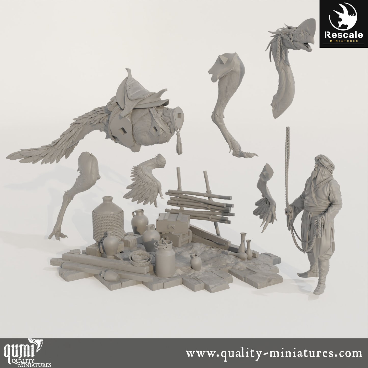 Pet Scene - Dinotopia - 32mm Tabletop RPG Mini - Qumi - Rescale Miniatures Quality Miniatures - Qumi