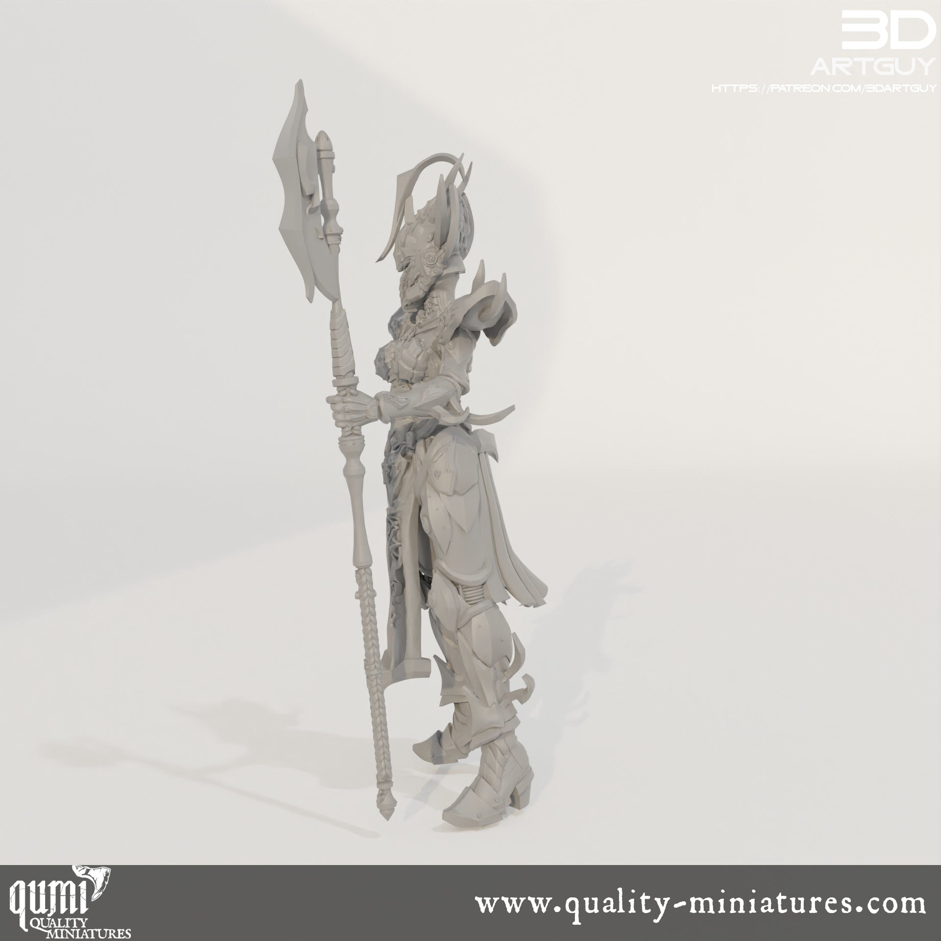 Raider Bodyguard - 32mm Tabletop RPG Mini - Qumi - 3D ArtGuy Quality Miniatures - Qumi