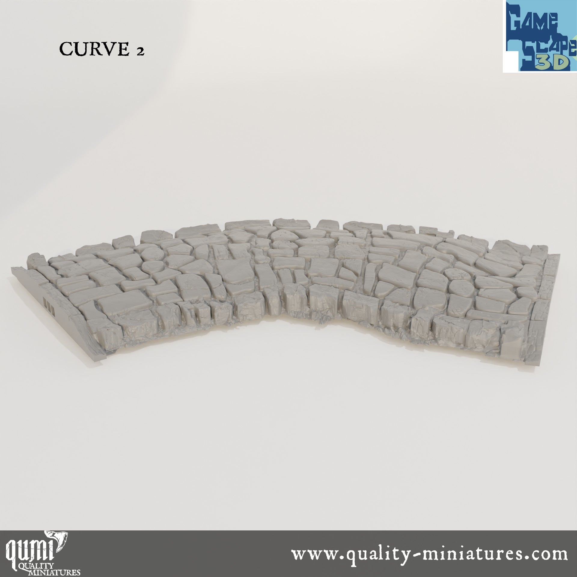 Roads, Curves, Straights and Intersections - Resin Print - Tabletop RPG Terrain - GameScape3D - Qumi Quality Miniatures - Qumi