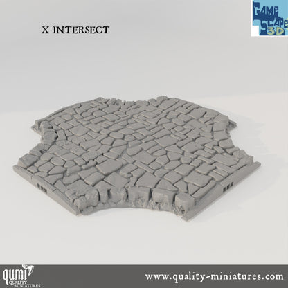 Roads, Curves, Straights and Intersections - Resin Print - Tabletop RPG Terrain - GameScape3D - Qumi Quality Miniatures - Qumi