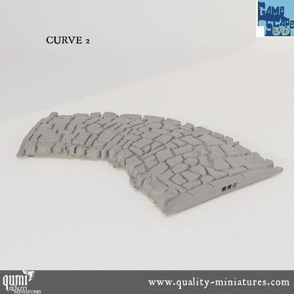 Roads, Curves, Straights and Intersections - Resin Print - Tabletop RPG Terrain - GameScape3D - Qumi Quality Miniatures - Qumi