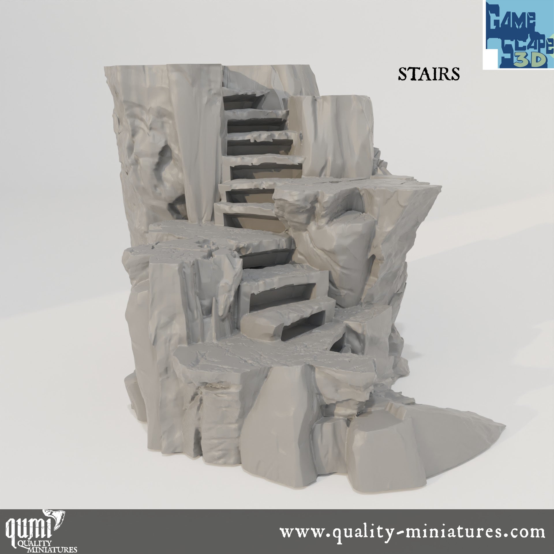 Rock Stairs - Resin Print - Tabletop RPG Terrain - GameScape3D - Qumi Quality Miniatures - Qumi