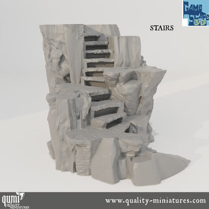 Rock Stairs - Resin Print - Tabletop RPG Terrain - GameScape3D - Qumi Quality Miniatures - Qumi