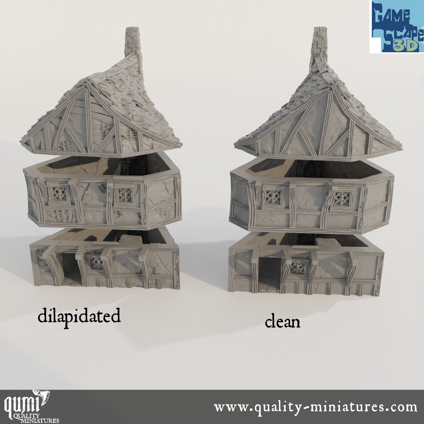 Row House - Lost City - Resin Print - Tabletop RPG Terrain - GameScape3D - Qumi Quality Miniatures - Qumi