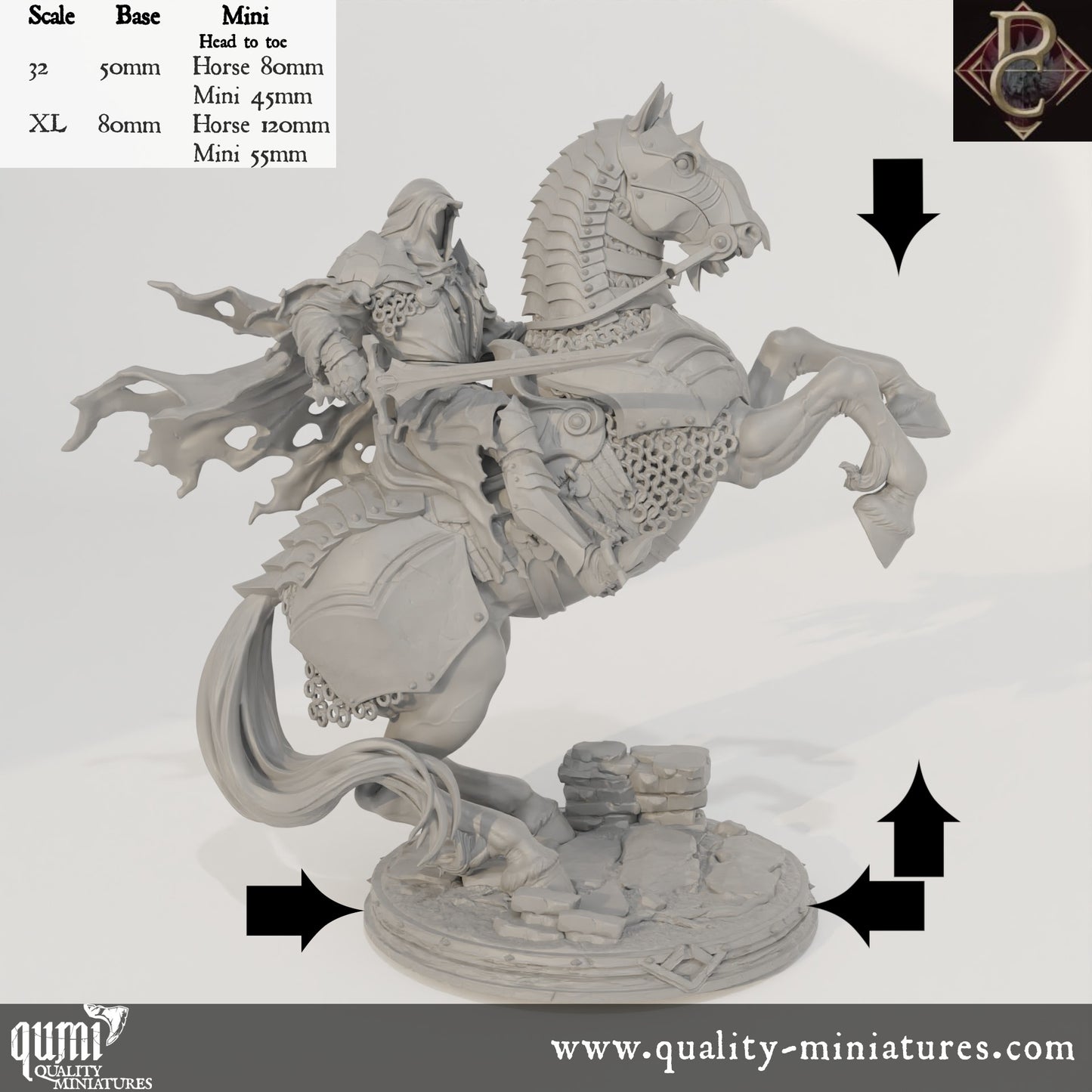 Savarkar and Dark Horse - 32mm Tabletop RPG Mini - up to XL Size - Qumi - Parasite Collectibles Quality Miniatures - Qumi