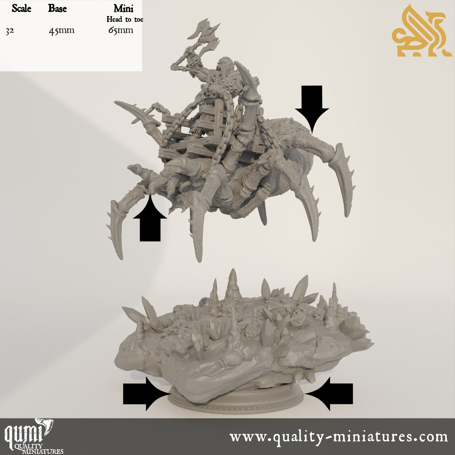 Shiasirix - Kortharts Faithful Spider Steed - Flying Sea Ray - 32mm Tabletop RPG Mini - Qumi - DM Stash