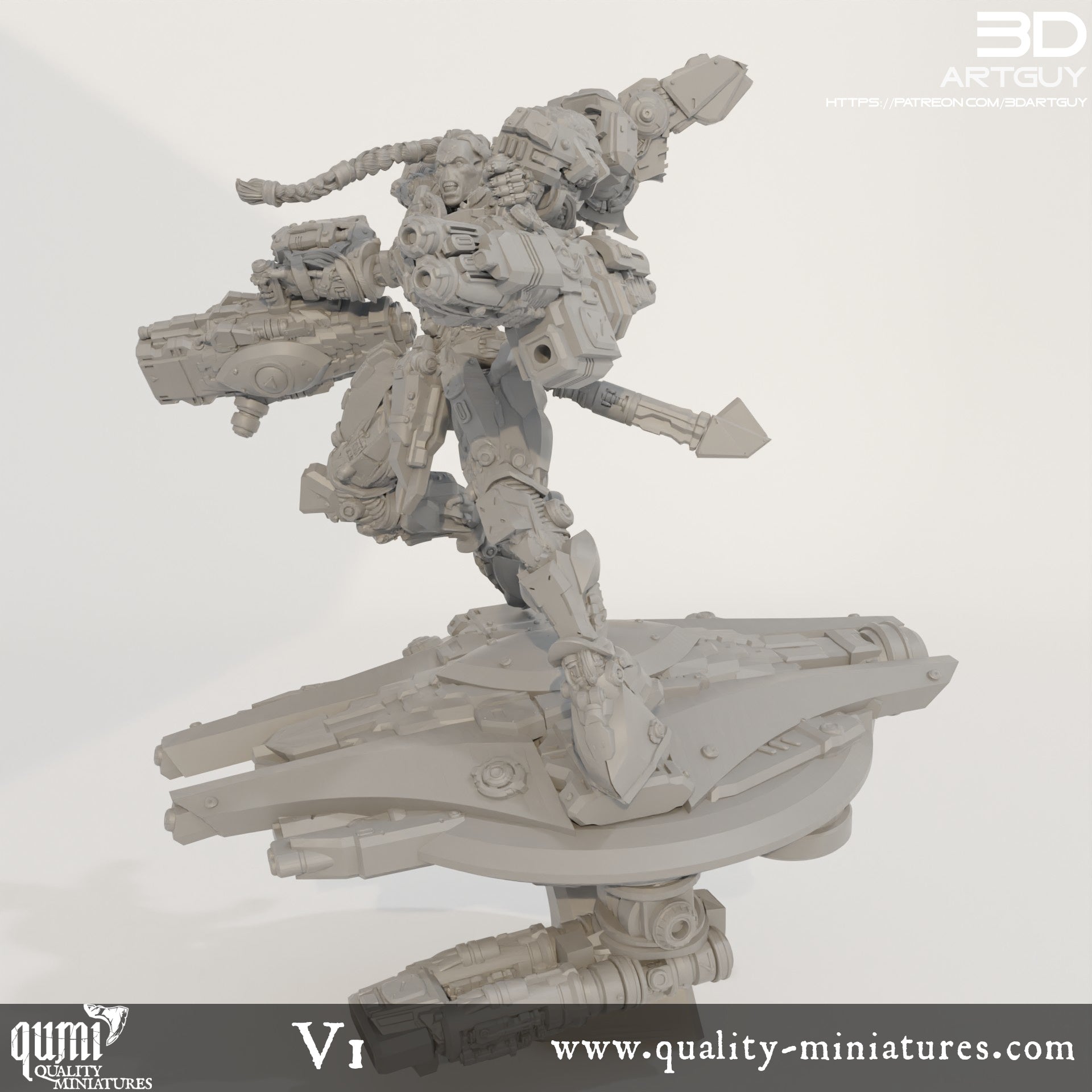 Shooty Alien - 32mm Tabletop RPG Mini - Qumi - 3D ArtGuy Quality Miniatures - Qumi