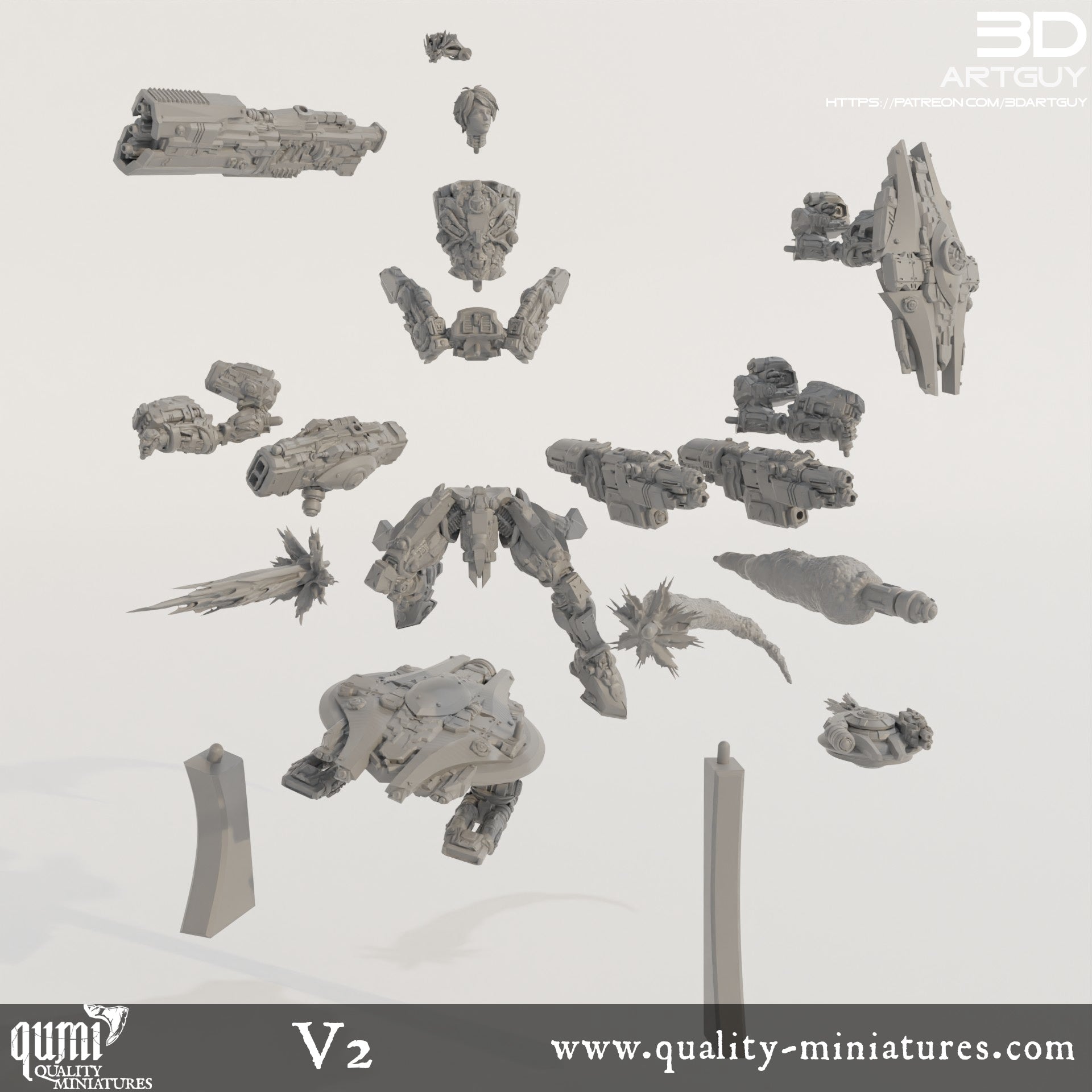 Shooty Alien - 32mm Tabletop RPG Mini - Qumi - 3D ArtGuy Quality Miniatures - Qumi