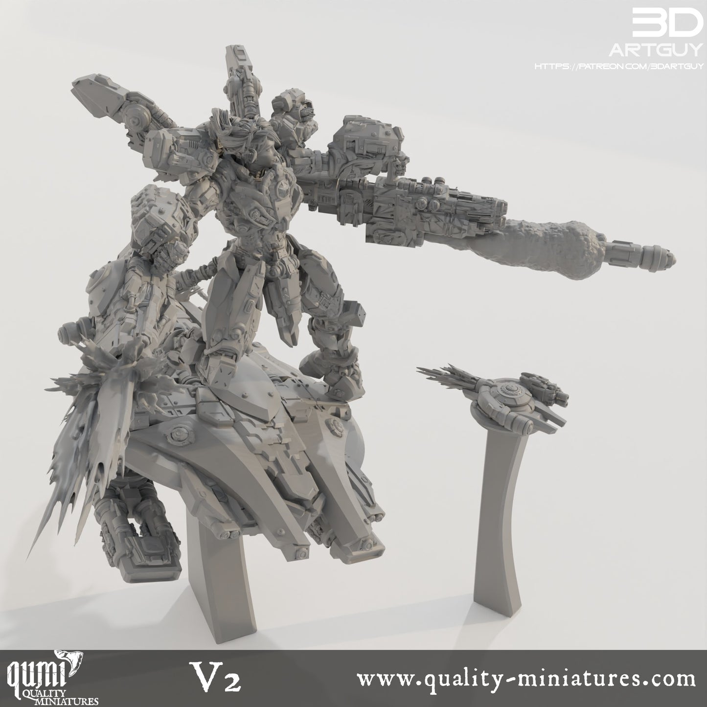 Shooty Alien - 32mm Tabletop RPG Mini - Qumi - 3D ArtGuy Quality Miniatures - Qumi