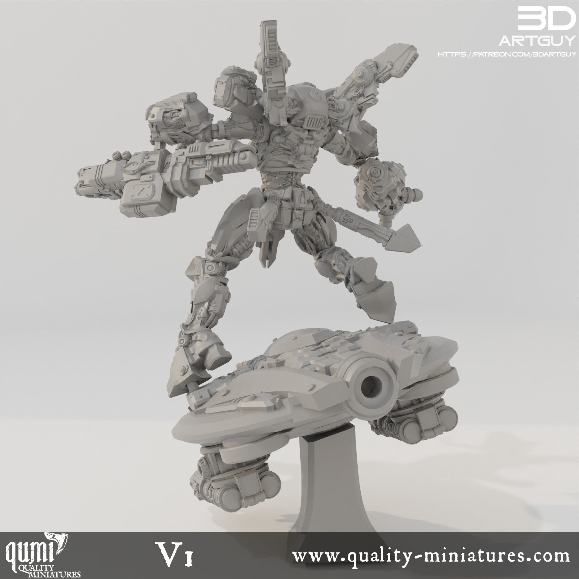 Shooty Alien - 32mm Tabletop RPG Mini - Qumi - 3D ArtGuy Quality Miniatures - Qumi