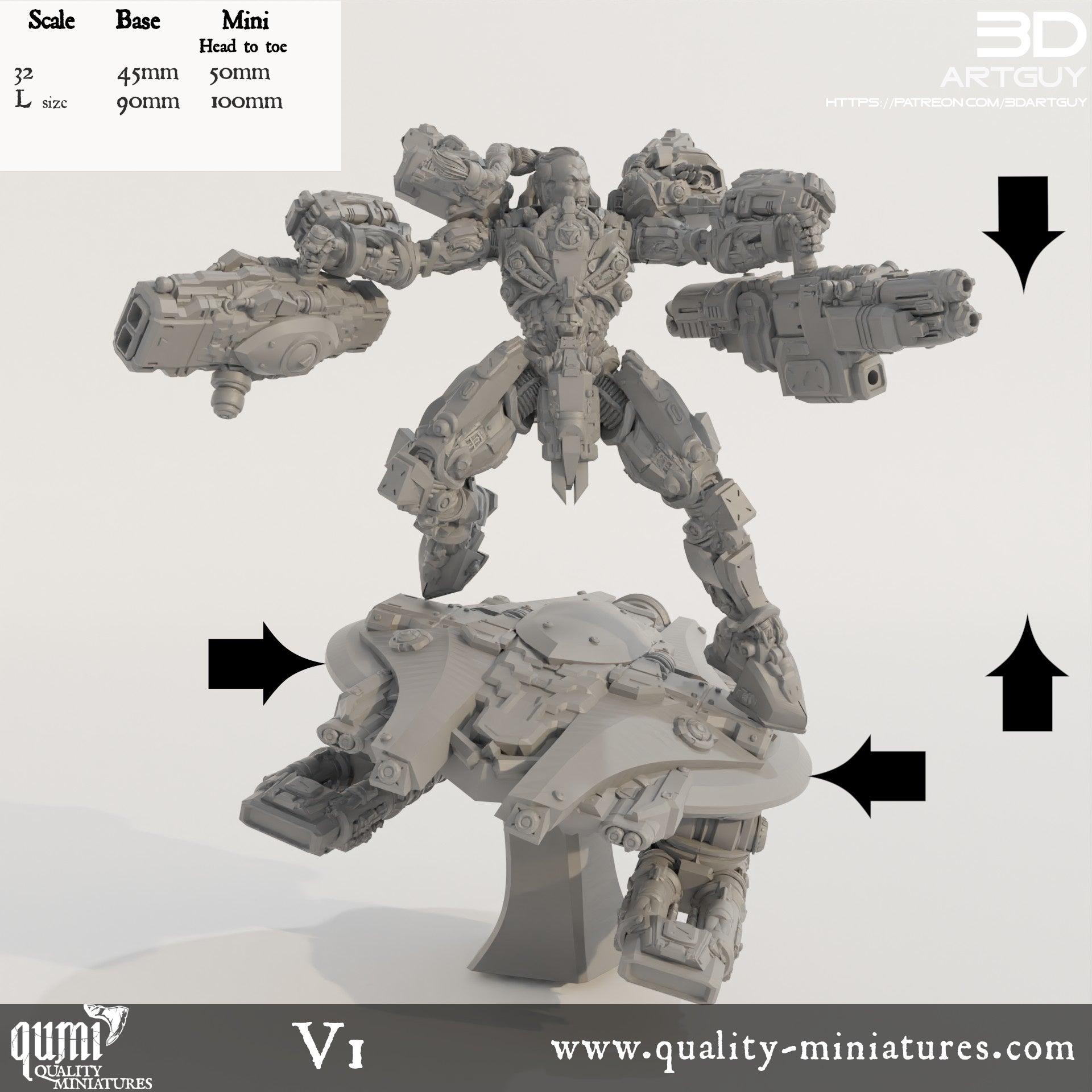 Shooty Alien - 32mm Tabletop RPG Mini - Qumi - 3D ArtGuy Quality Miniatures - Qumi