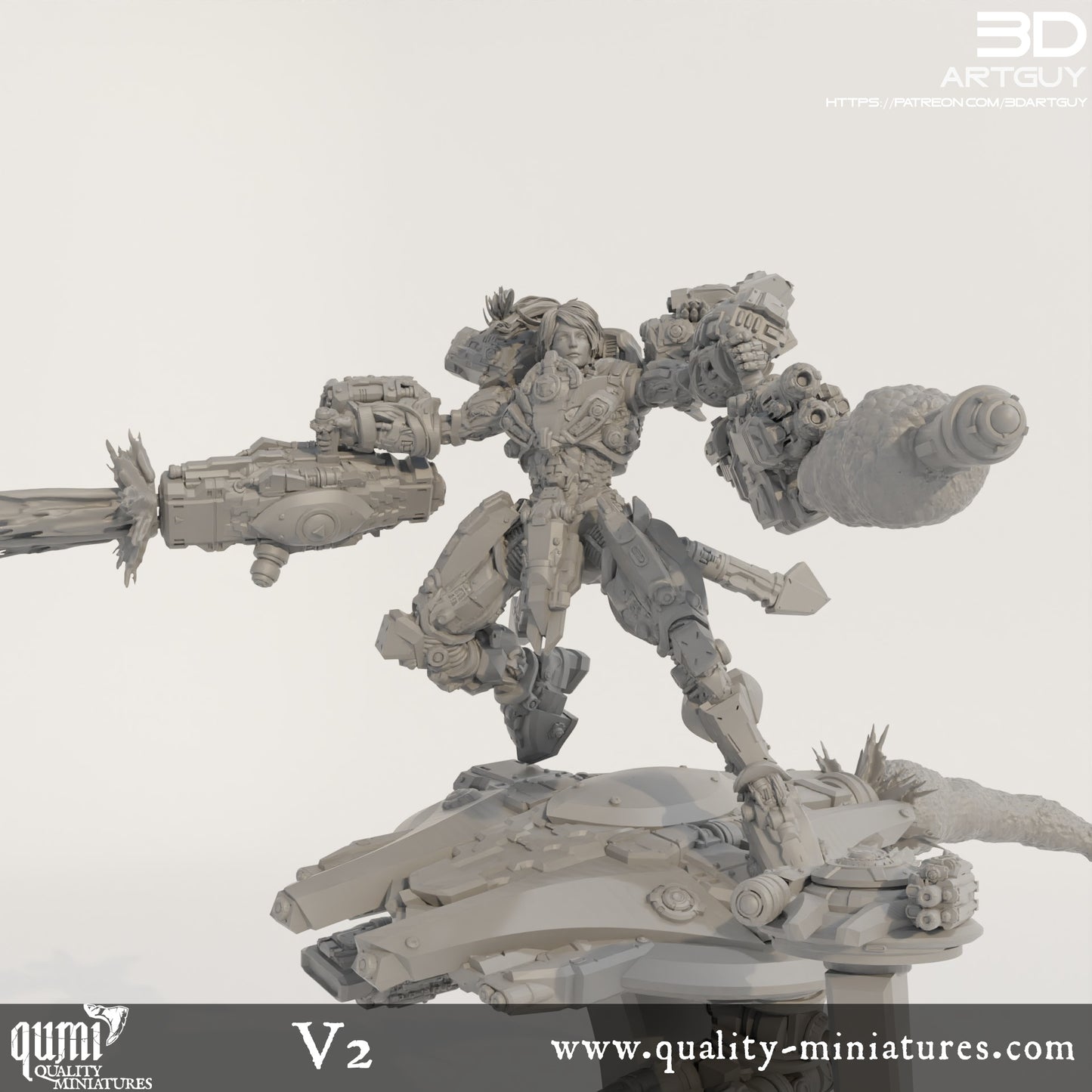 Shooty Alien - 32mm Tabletop RPG Mini - Qumi - 3D ArtGuy Quality Miniatures - Qumi