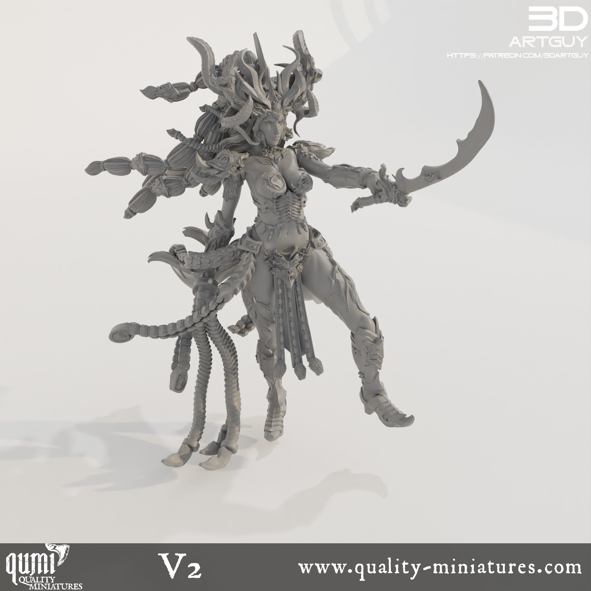 Snake Queen - 32mm Tabletop RPG Mini - Qumi Quality Miniatures - Qumi