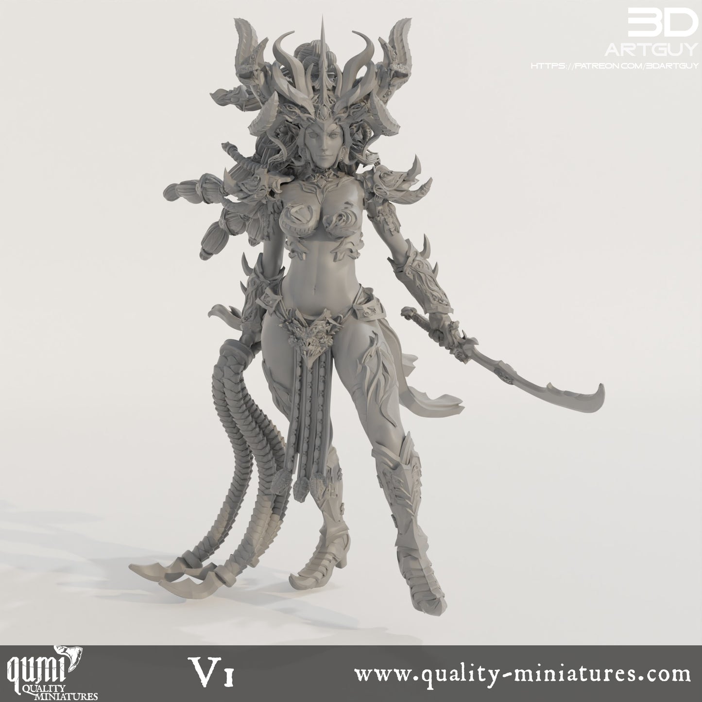 Snake Queen - 32mm Tabletop RPG Mini - Qumi Quality Miniatures - Qumi