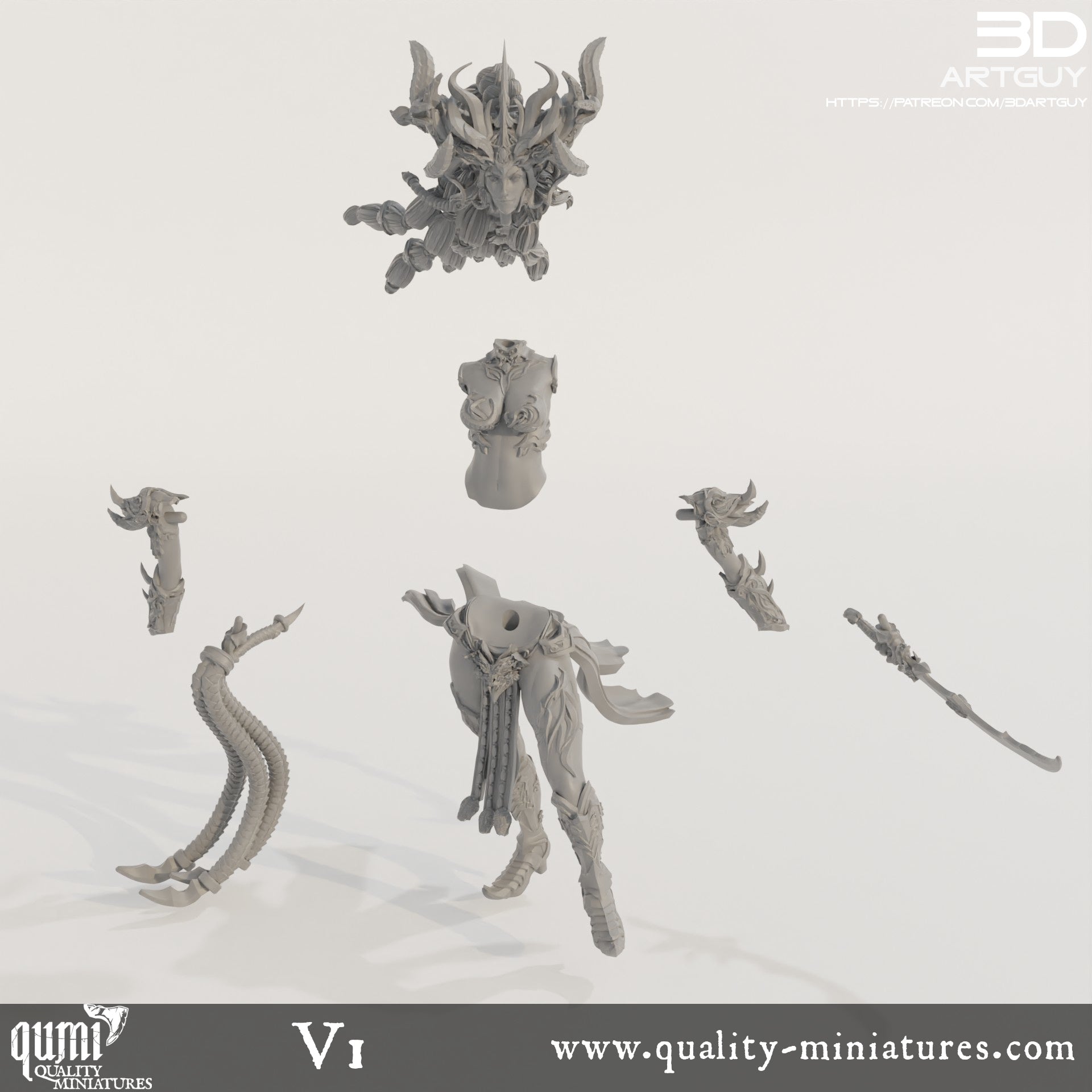 Snake Queen - 32mm Tabletop RPG Mini - Qumi Quality Miniatures - Qumi