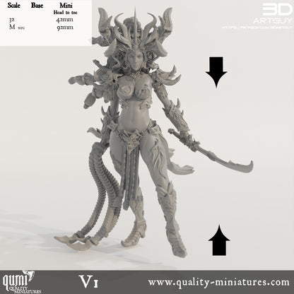 Snake Queen - 32mm Tabletop RPG Mini - Qumi Quality Miniatures - Qumi