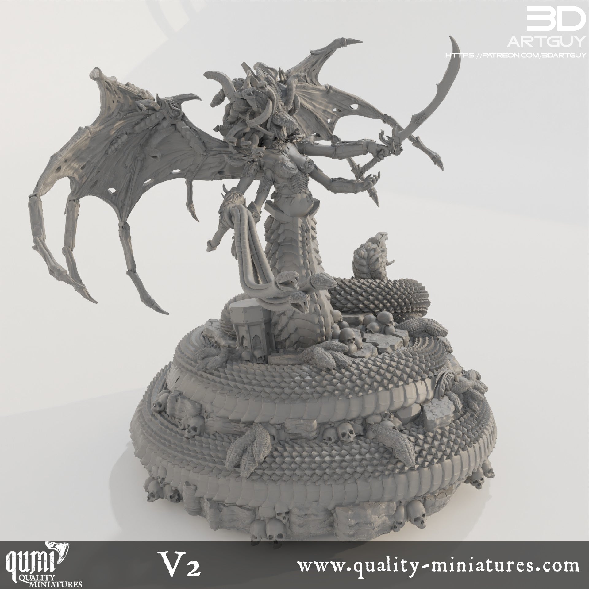 Snake Queen Monster - 32mm Tabletop RPG Mini - Qumi Quality Miniatures - Qumi