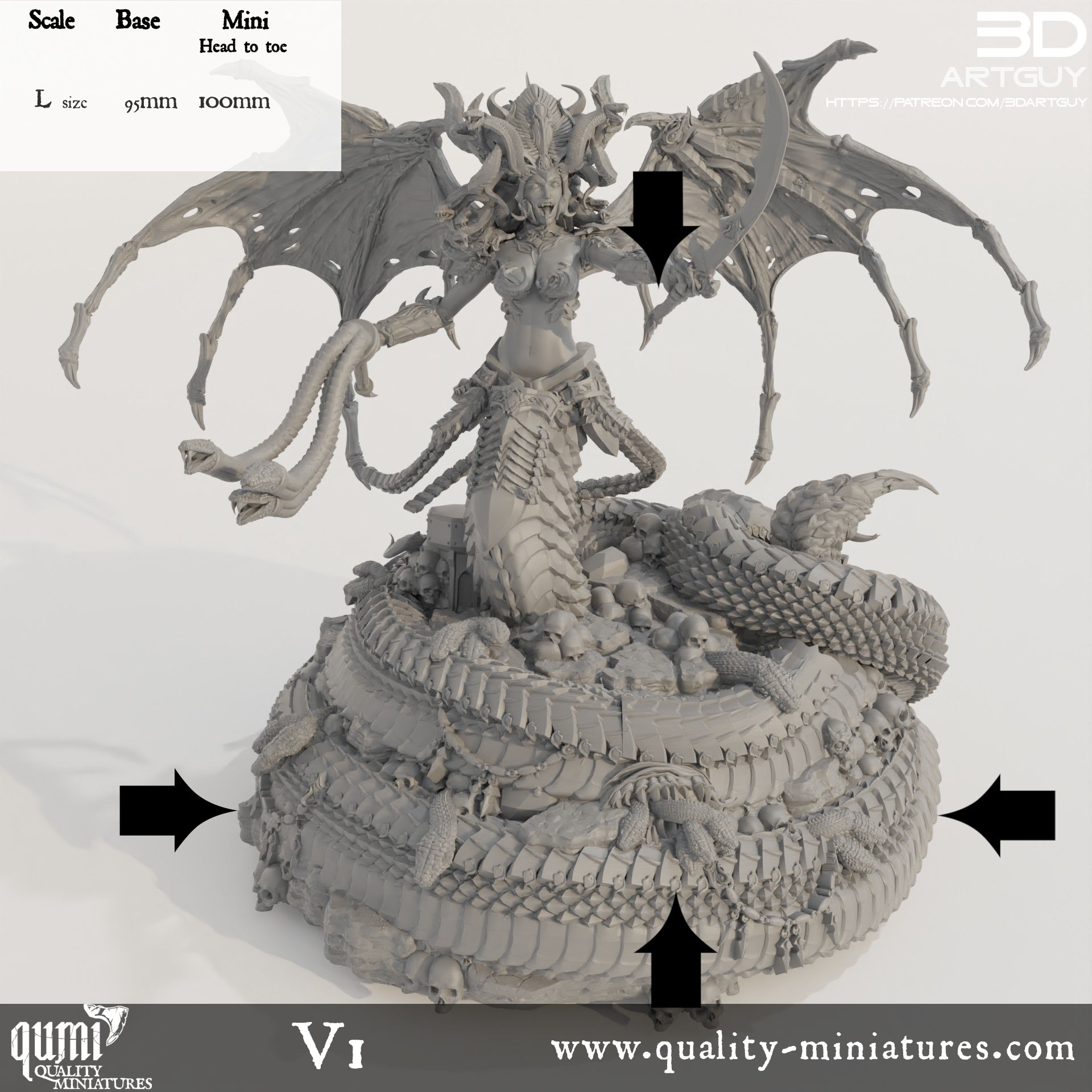 Snake Queen Monster - 32mm Tabletop RPG Mini - Qumi Quality Miniatures - Qumi