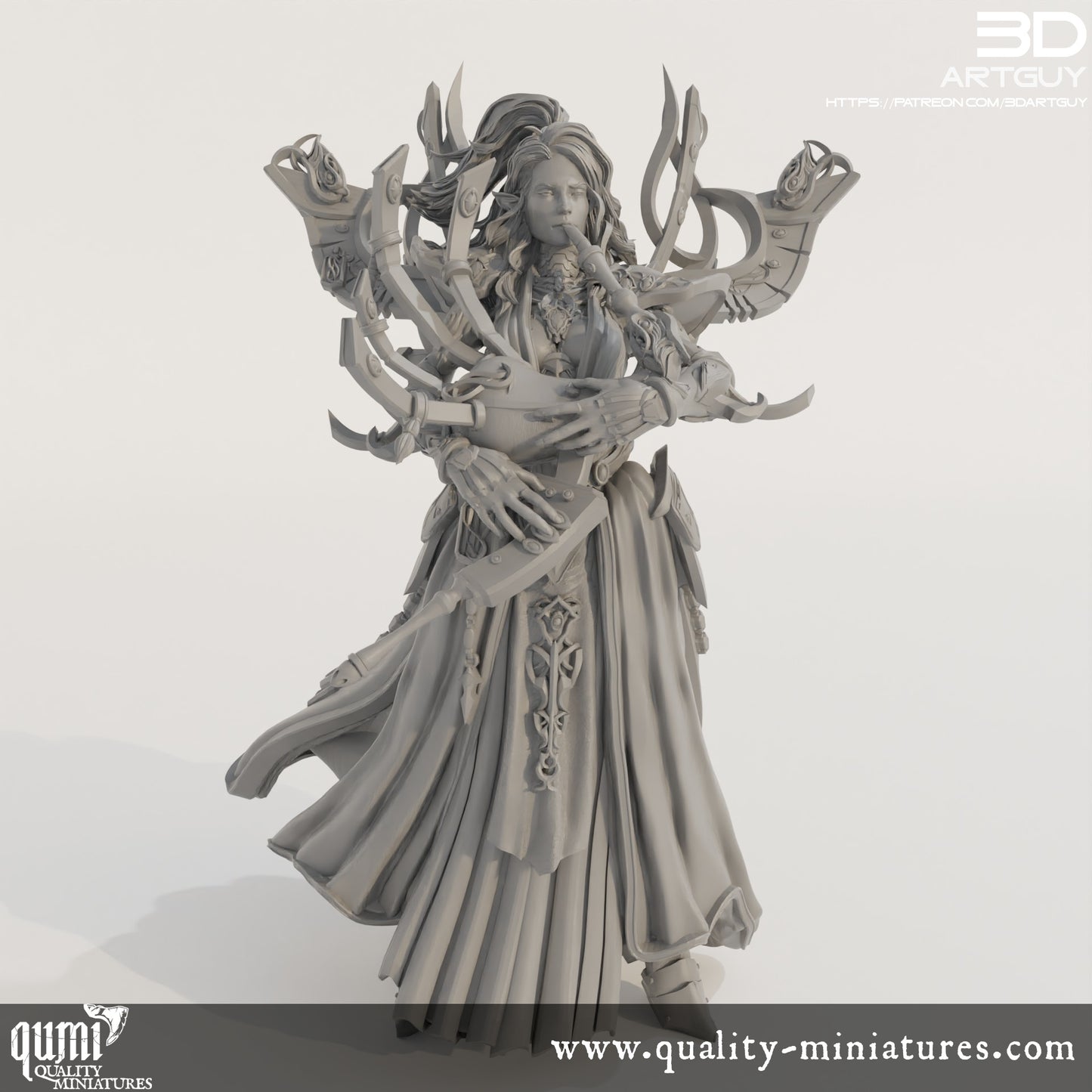 Space Elf Musician - 32mm Tabletop RPG Mini - Qumi Quality Miniatures - Qumi