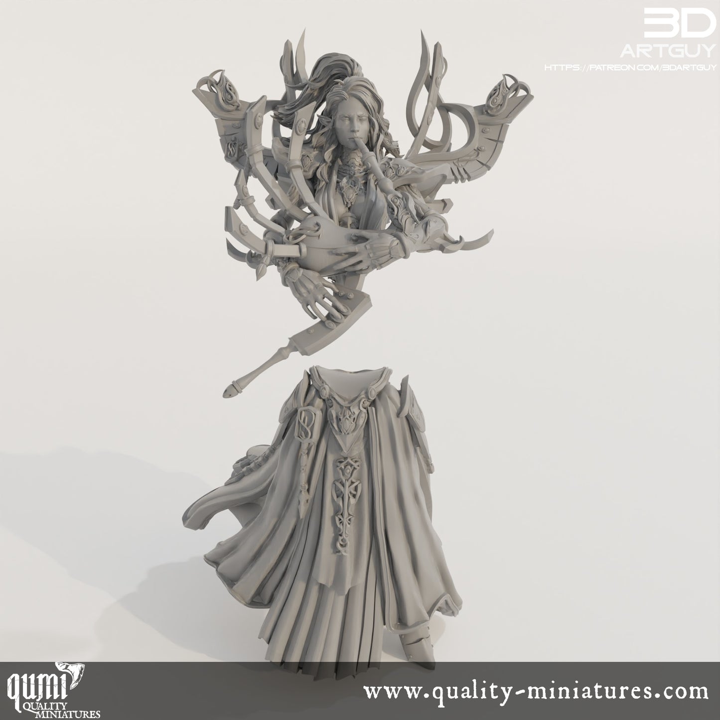 Space Elf Musician - 32mm Tabletop RPG Mini - Qumi Quality Miniatures - Qumi