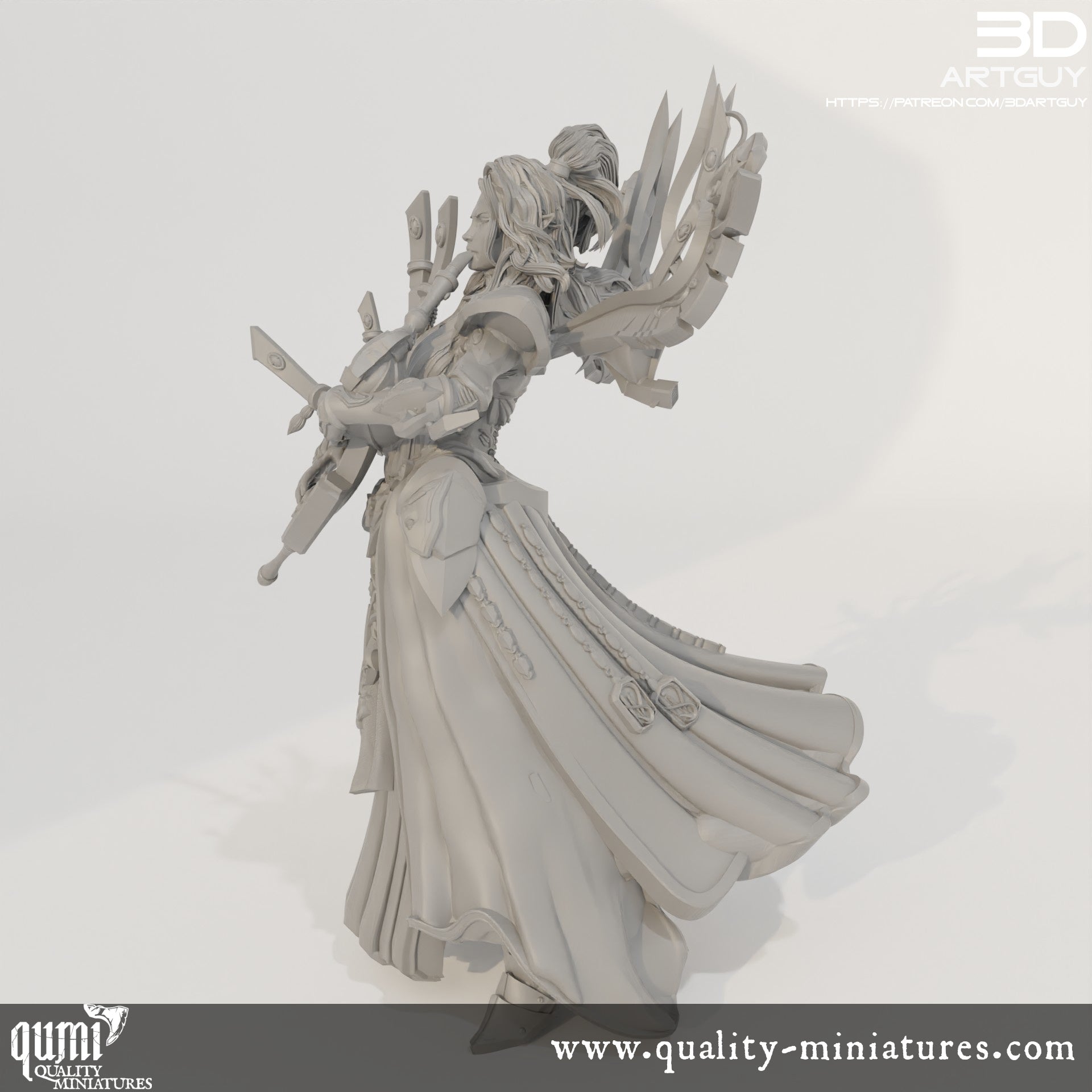 Space Elf Musician - 32mm Tabletop RPG Mini - Qumi Quality Miniatures - Qumi