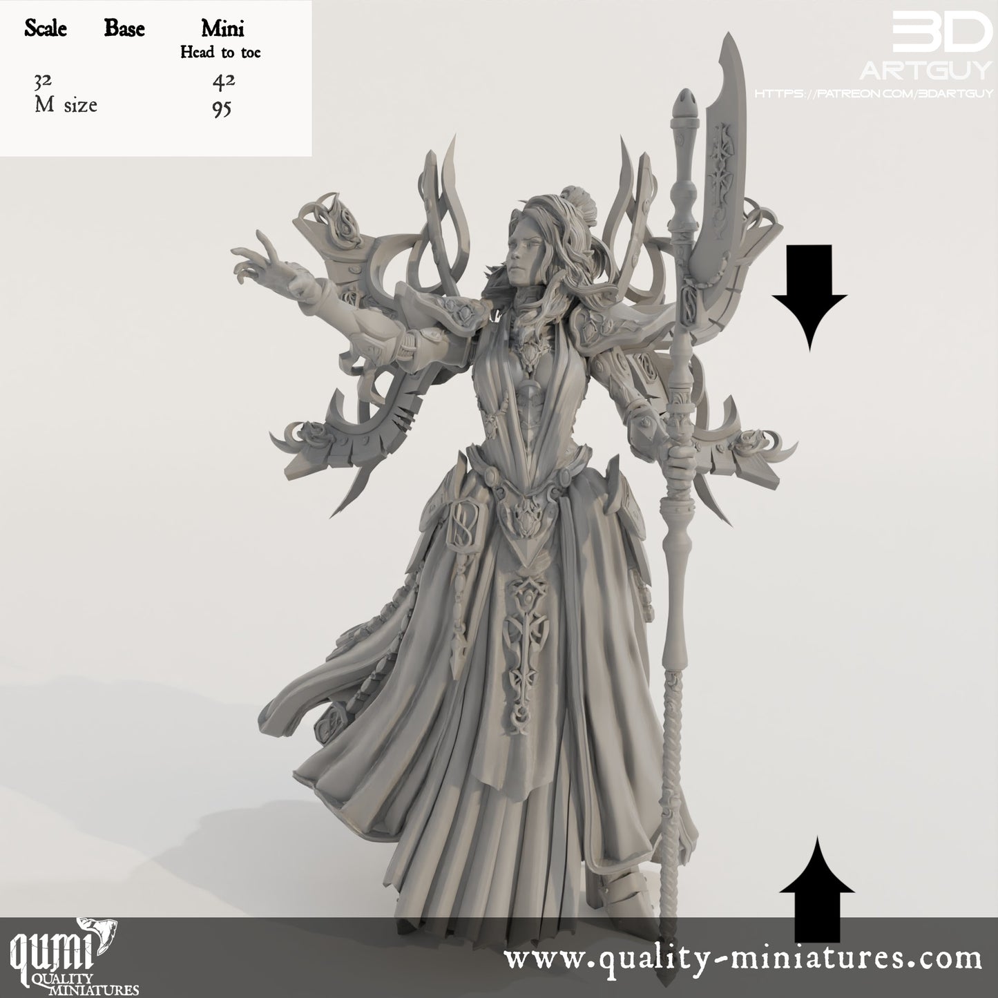 Space Elf Wizard - 32mm Tabletop RPG Mini - Qumi Quality Miniatures - Qumi