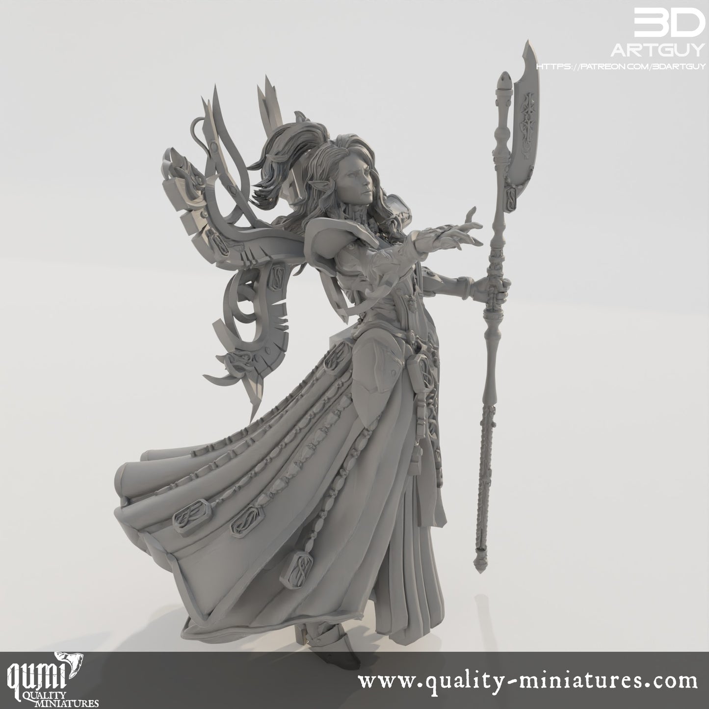 Space Elf Wizard - 32mm Tabletop RPG Mini - Qumi Quality Miniatures - Qumi