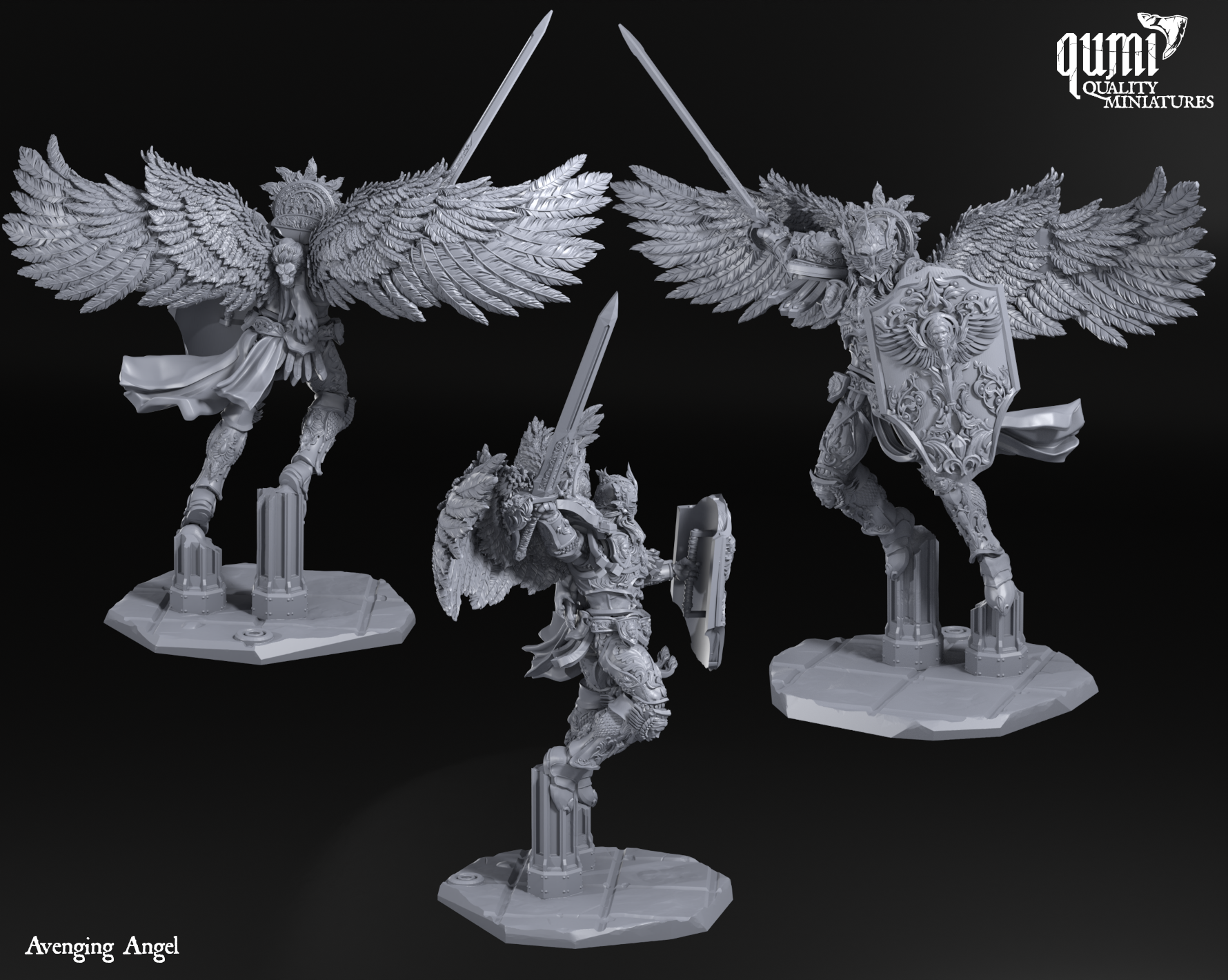 Space Warrior Lord Avenging Angel - 32mm Tabletop RPG Mini - Qumi - Quality Miniatures - Qumi