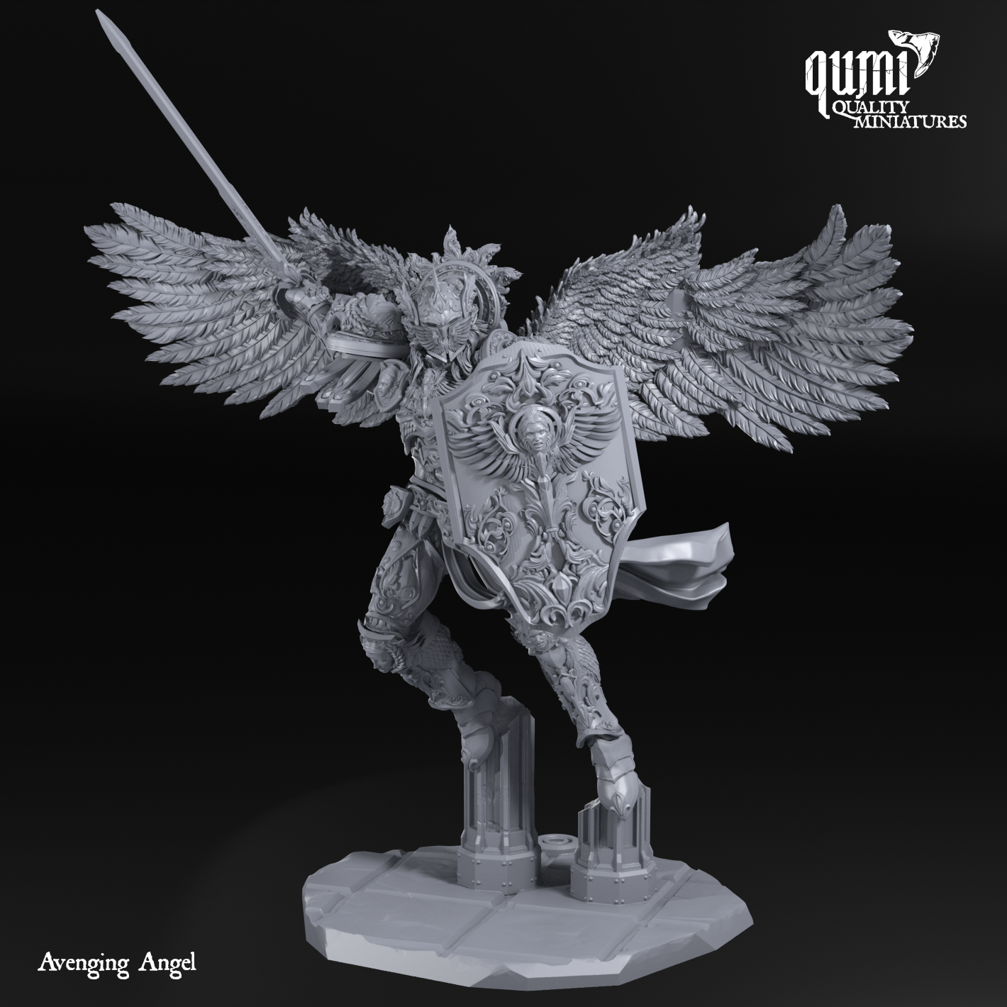 Space Warrior Lord Avenging Angel - 32mm Tabletop RPG Mini - Qumi - Quality Miniatures - Qumi