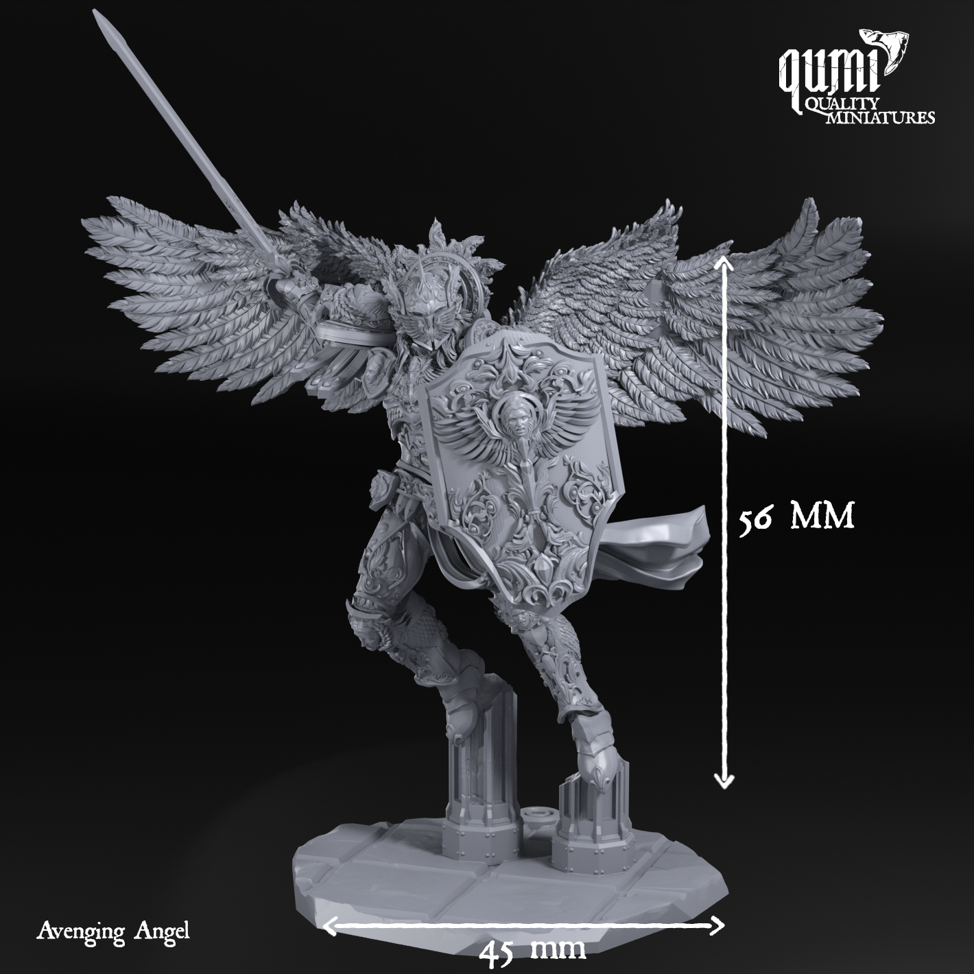 Space Warrior Lord Avenging Angel - 32mm Tabletop RPG Mini - Qumi - Quality Miniatures - Qumi