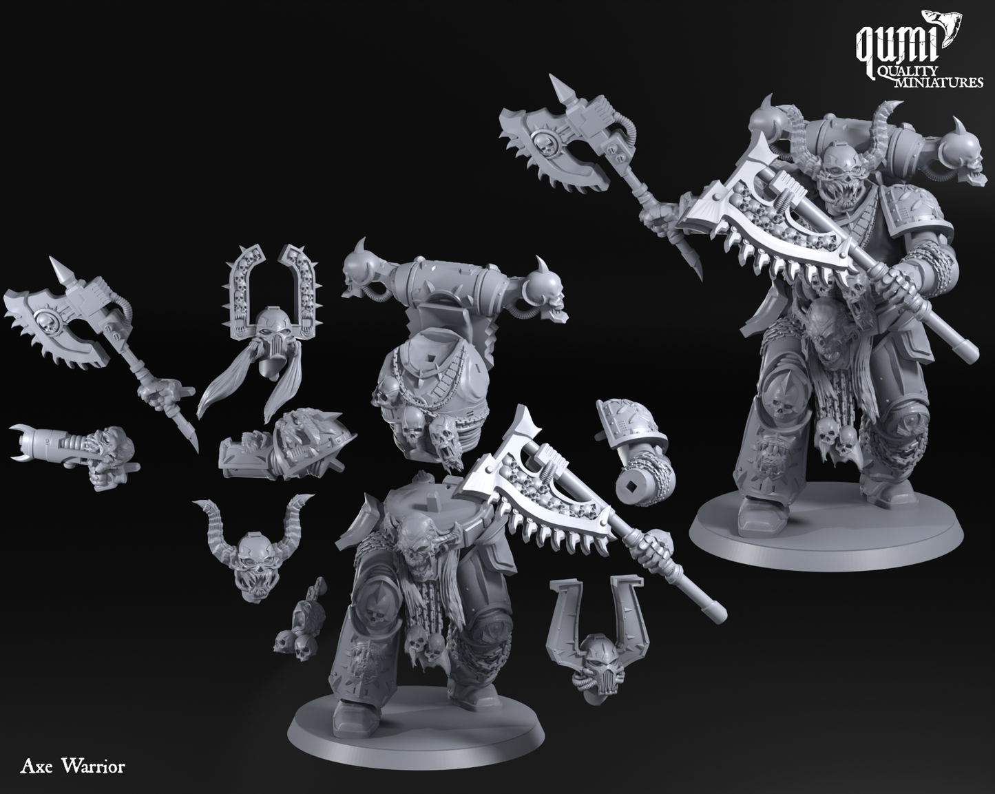 Space Warrior Lord Axe Warrior - 32mm Tabletop RPG Mini - Qumi - Quality Miniatures - Qumi