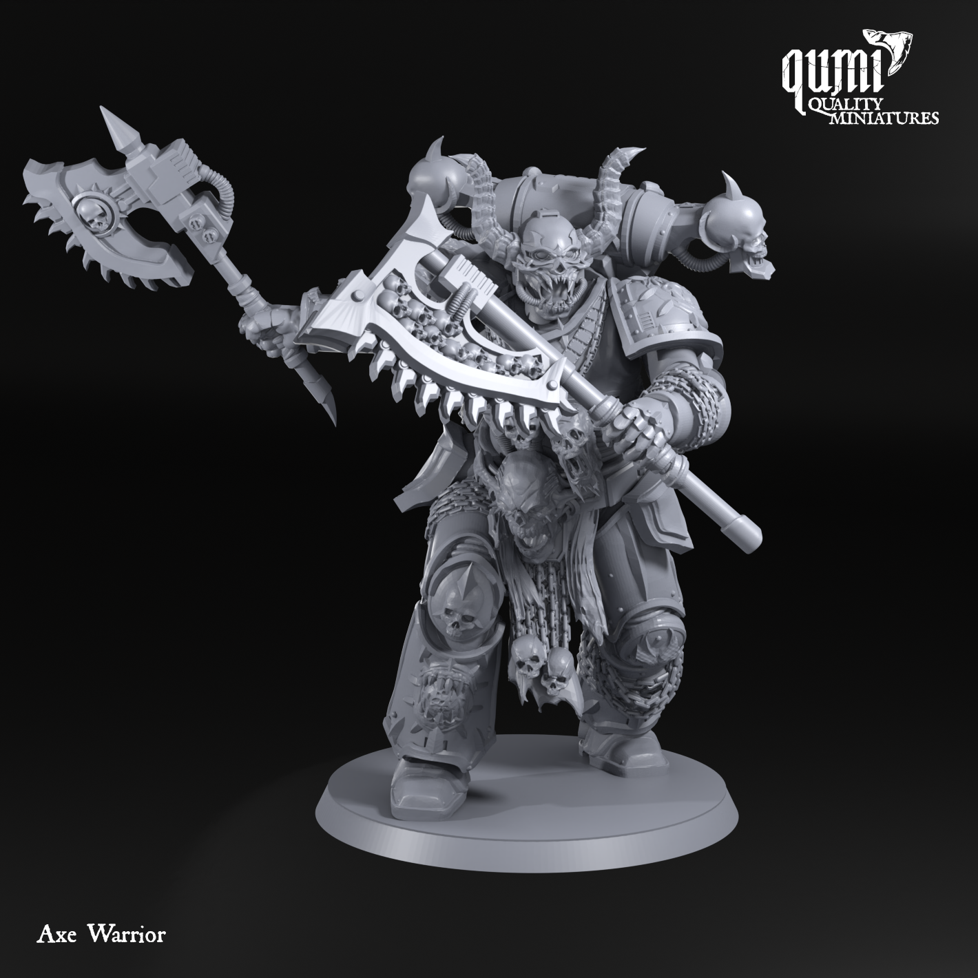 Space Warrior Lord Axe Warrior - 32mm Tabletop RPG Mini - Qumi - Quality Miniatures - Qumi