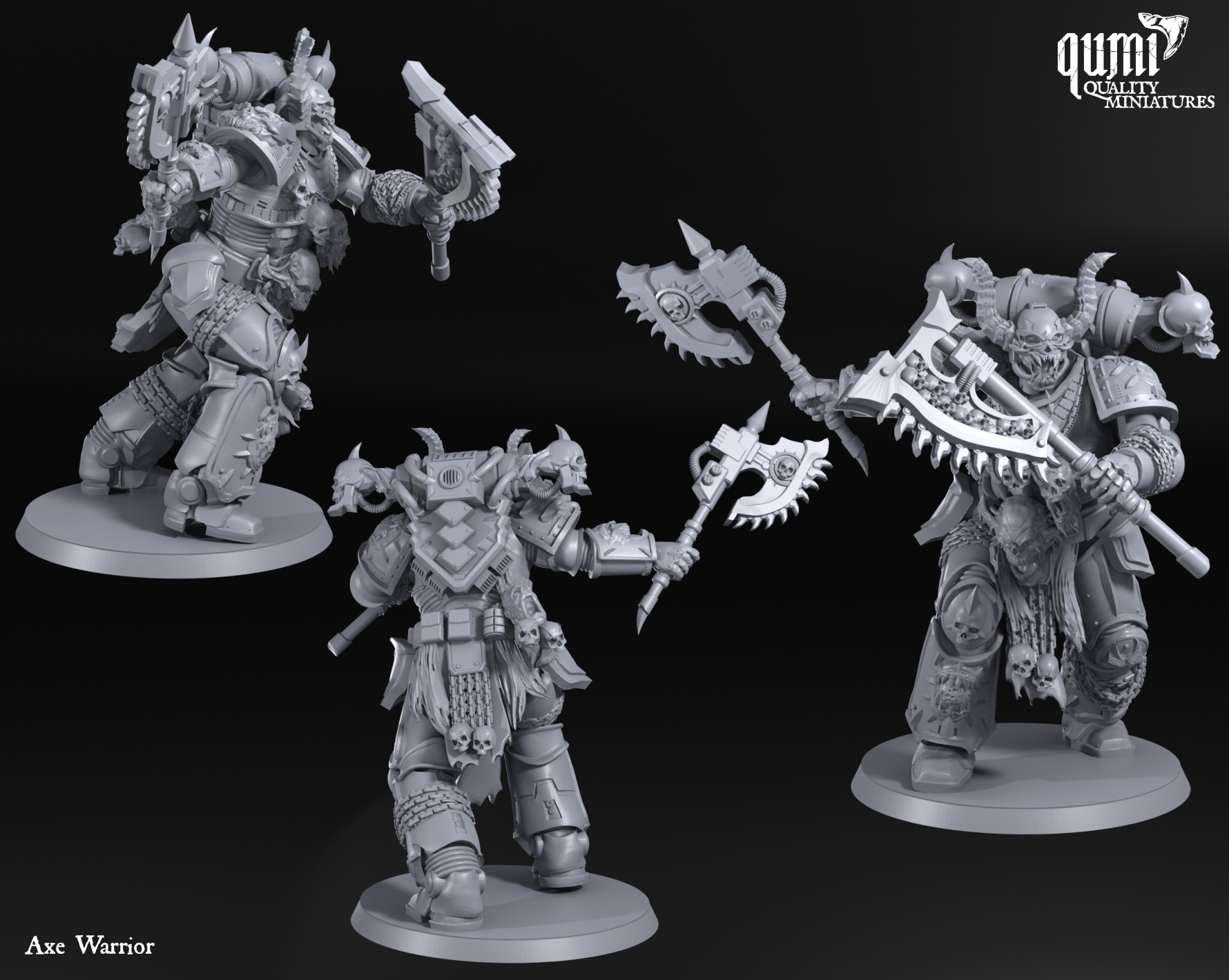 Space Warrior Lord Axe Warrior - 32mm Tabletop RPG Mini - Qumi - Quality Miniatures - Qumi