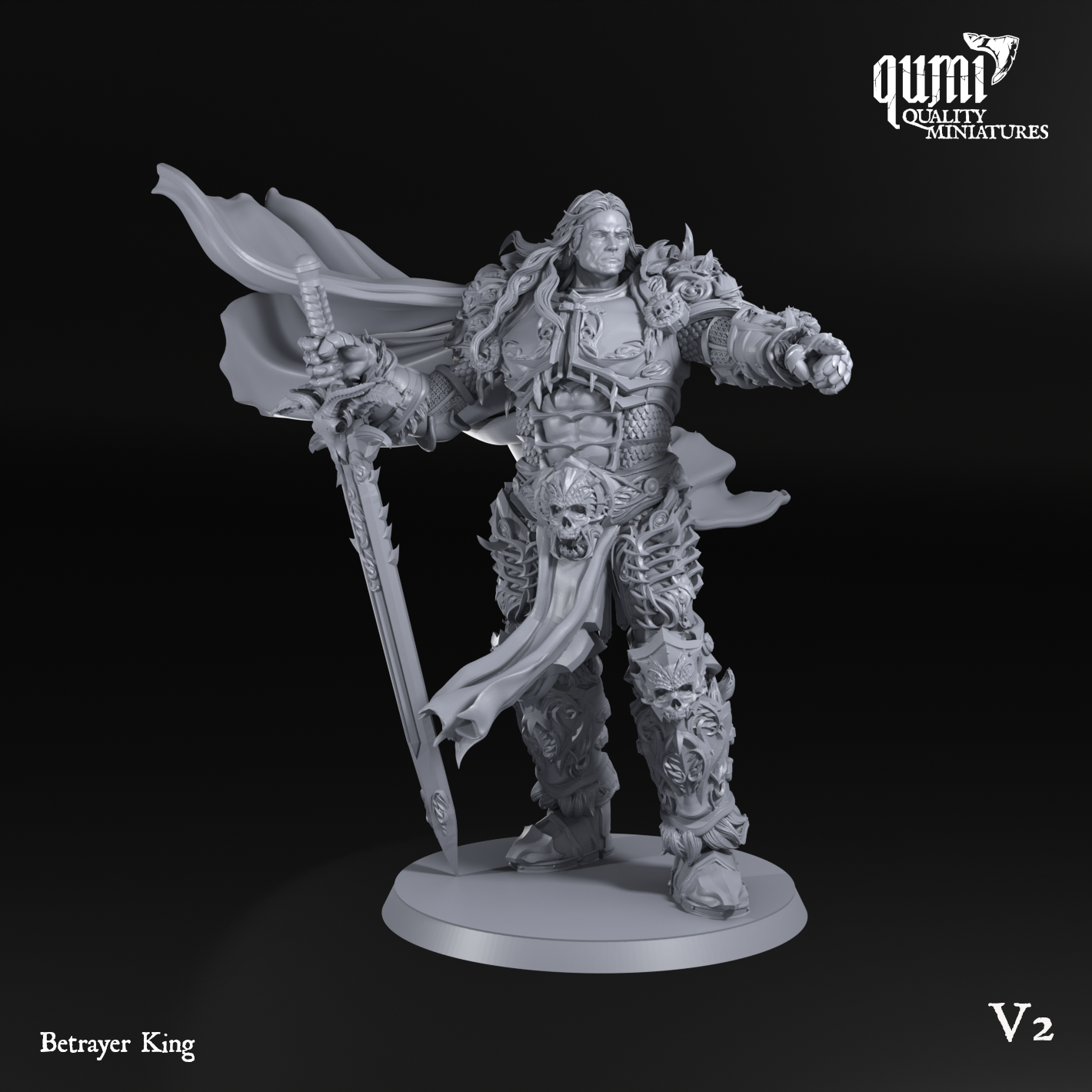 Space Warrior Lord Betrayer King - 32mm Tabletop RPG Mini - Qumi - Quality Miniatures - Qumi