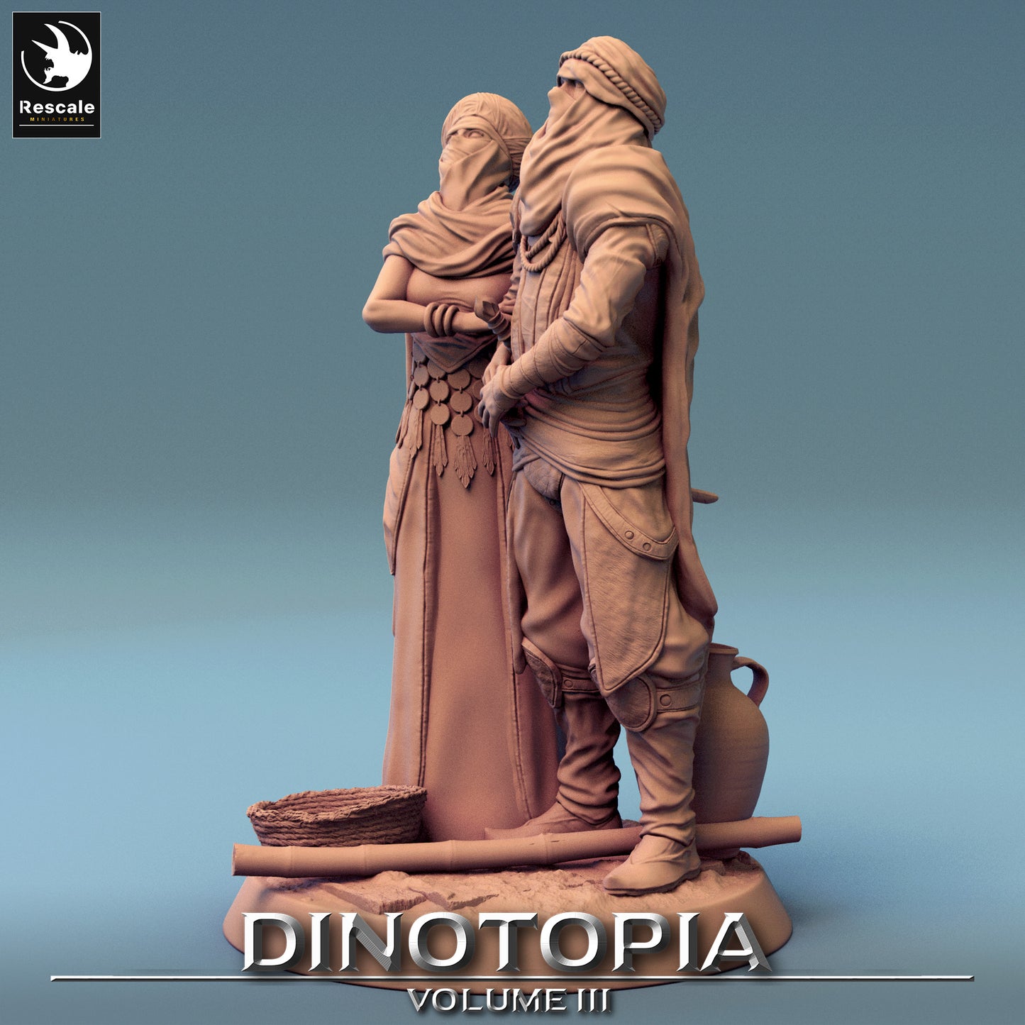 Stair Lovers - Dinotopia - 32mm Tabletop RPG Mini - Qumi - Rescale Miniatures Quality Miniatures - Qumi