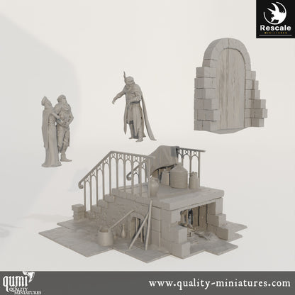 Stair Scene - Dinotopia - 32mm Tabletop RPG Mini - Qumi - Rescale Miniatures Quality Miniatures - Qumi