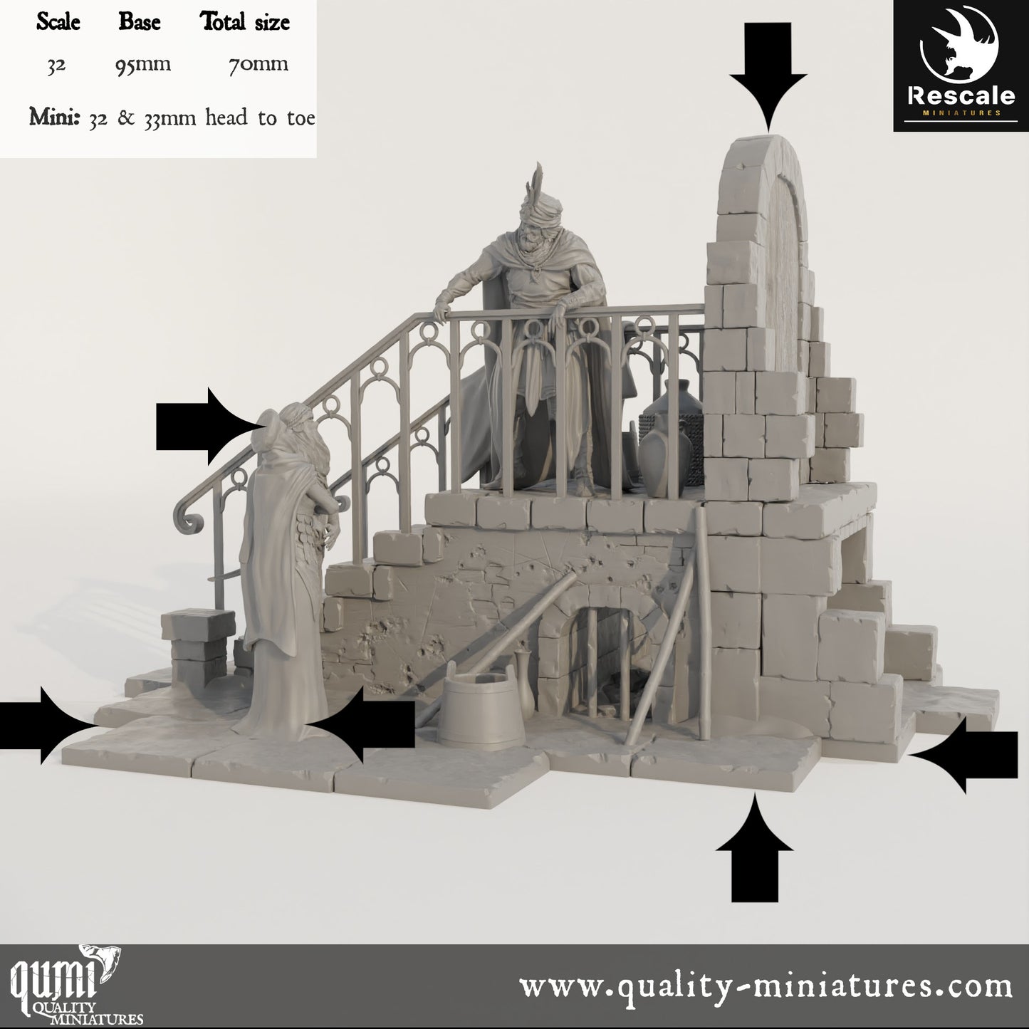 Stair Scene - Dinotopia - 32mm Tabletop RPG Mini - Qumi - Rescale Miniatures Quality Miniatures - Qumi