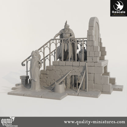 Stair Scene - Dinotopia - 32mm Tabletop RPG Mini - Qumi - Rescale Miniatures Quality Miniatures - Qumi