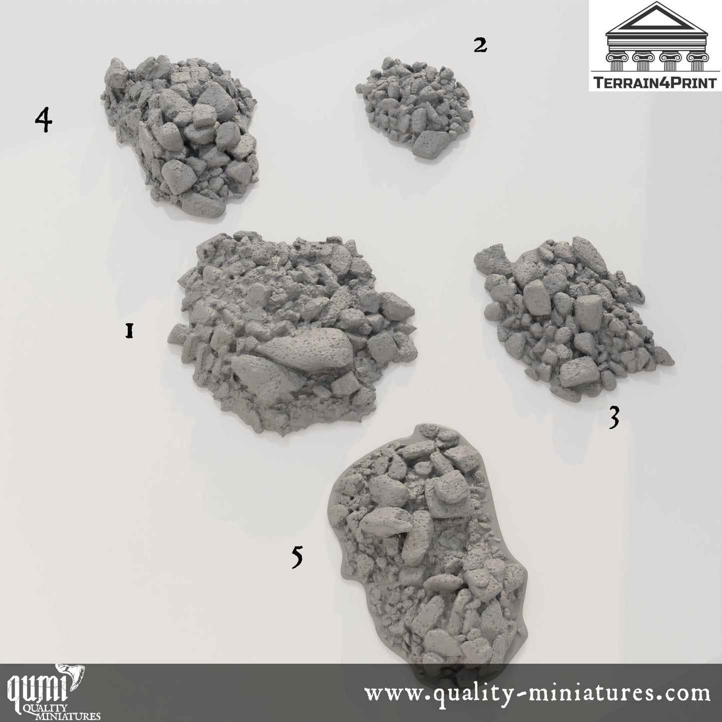 Stone Bases - Deep Forest - Resin Print - Tabletop RPG Terrain - Terrain4Print - Qumi Quality Miniatures - Qumi