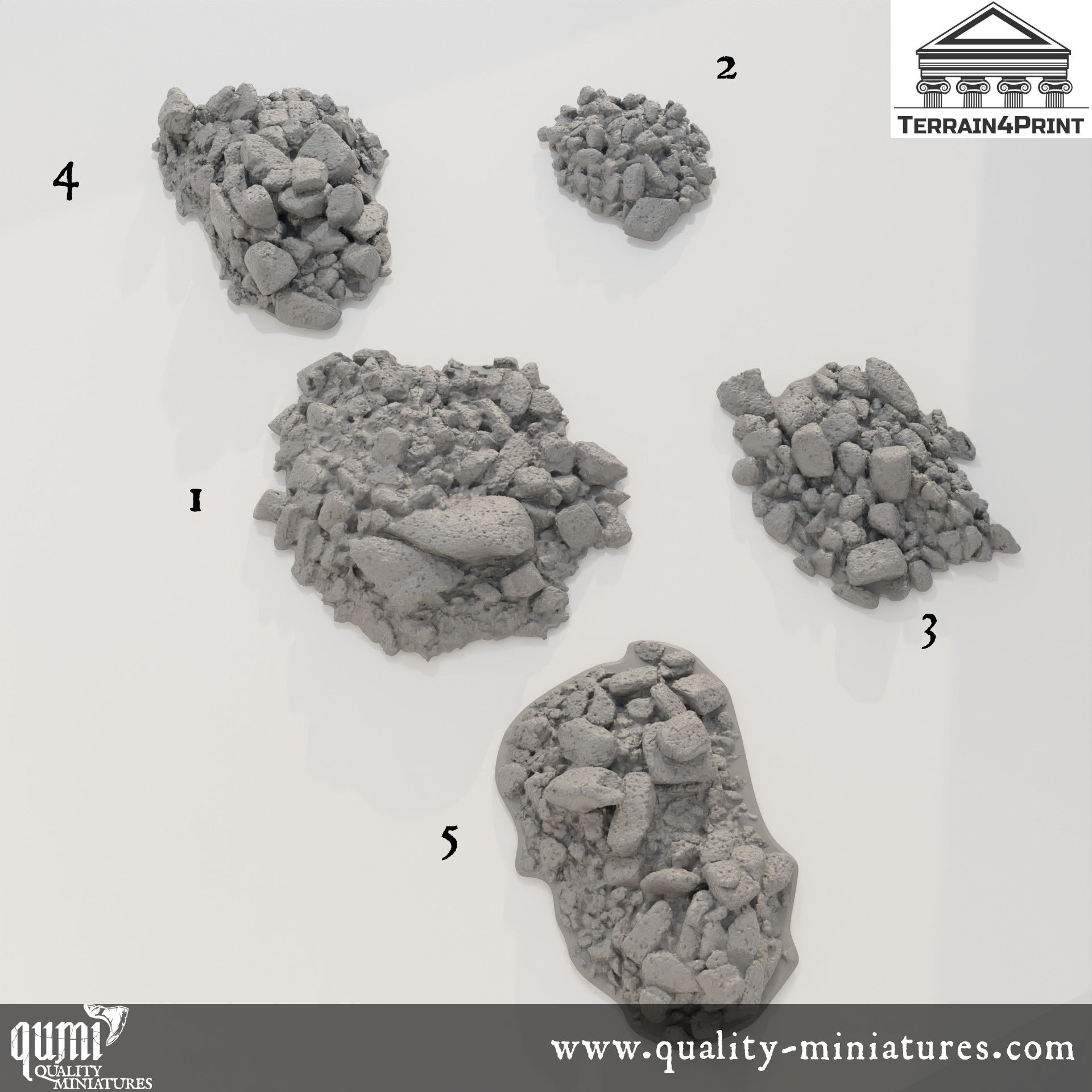 Stone Bases - Deep Forest - Resin Print - Tabletop RPG Terrain - Terrain4Print - Qumi Quality Miniatures - Qumi