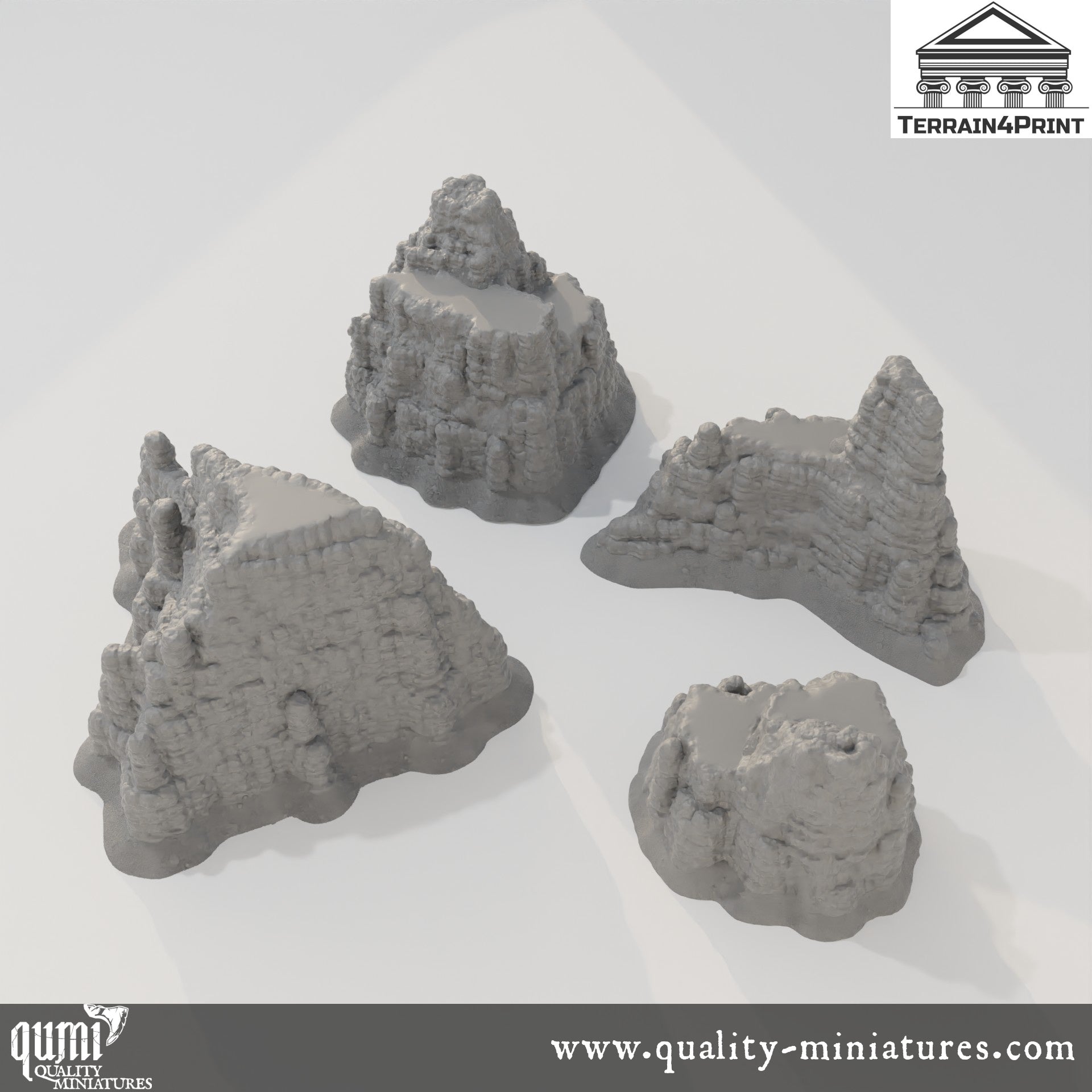 Stratified Cliffs - Resin Print - Tabletop RPG Terrain - Terrain4Print - Qumi Quality Miniatures - Qumi